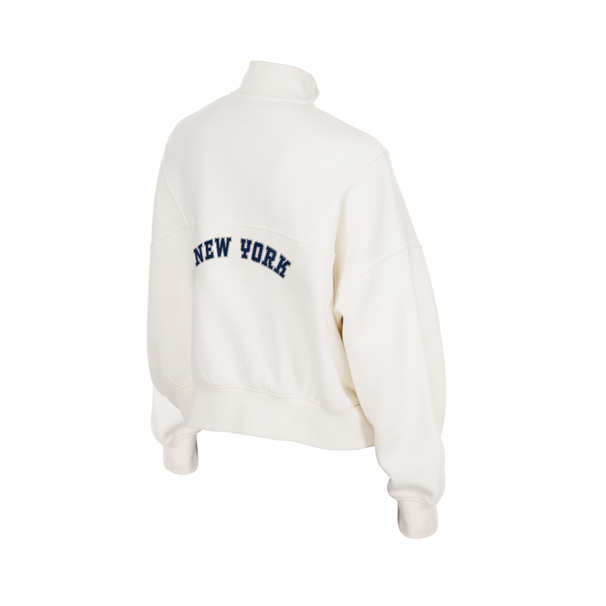 Pull polaire New Era beige clair pour femme, motif York Yankees Dune Dust, fermeture éclair 1/4