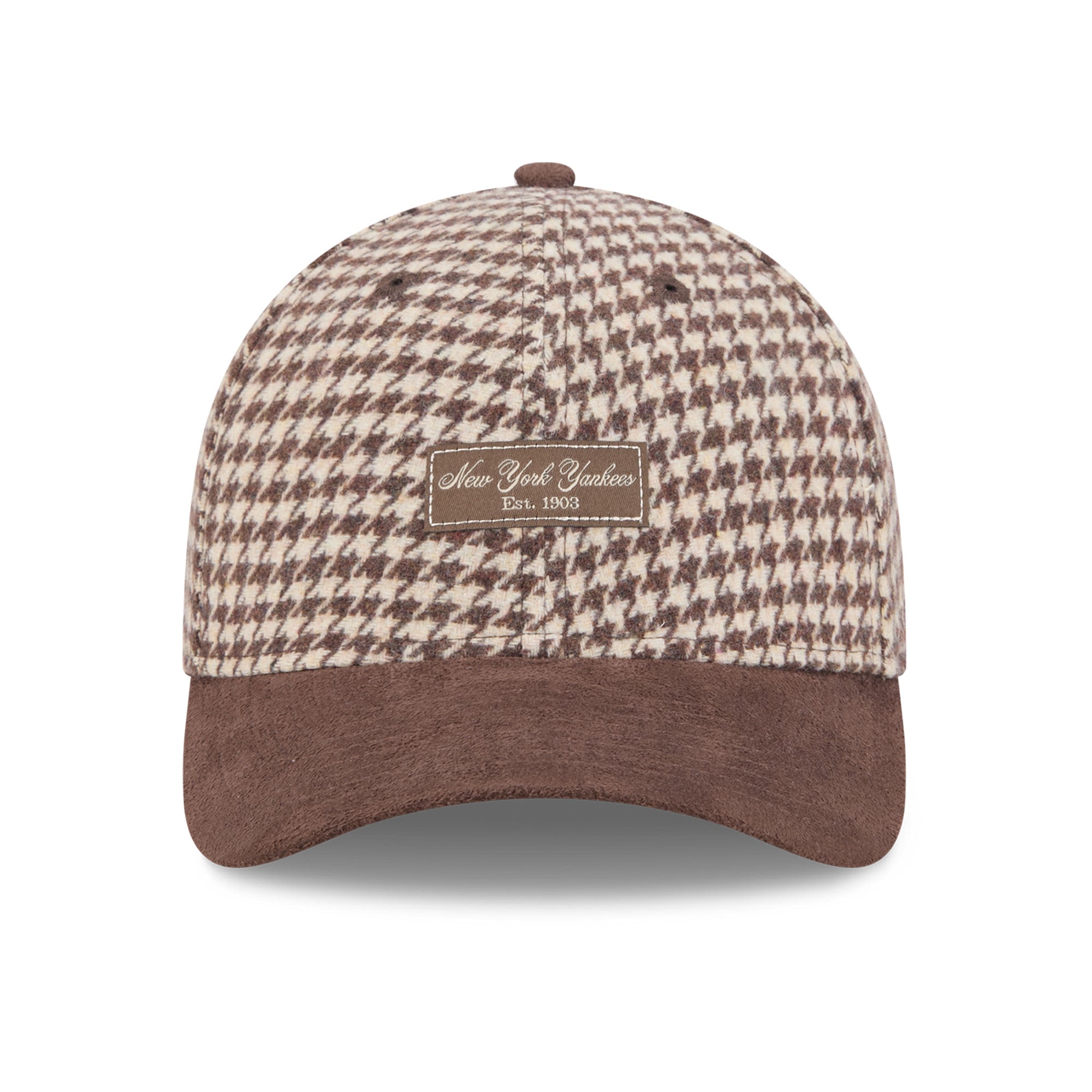 Casquette ajustable New Era 9FORTY M-Crown marron clair pour femme, New York Yankees, en fausse laine.
