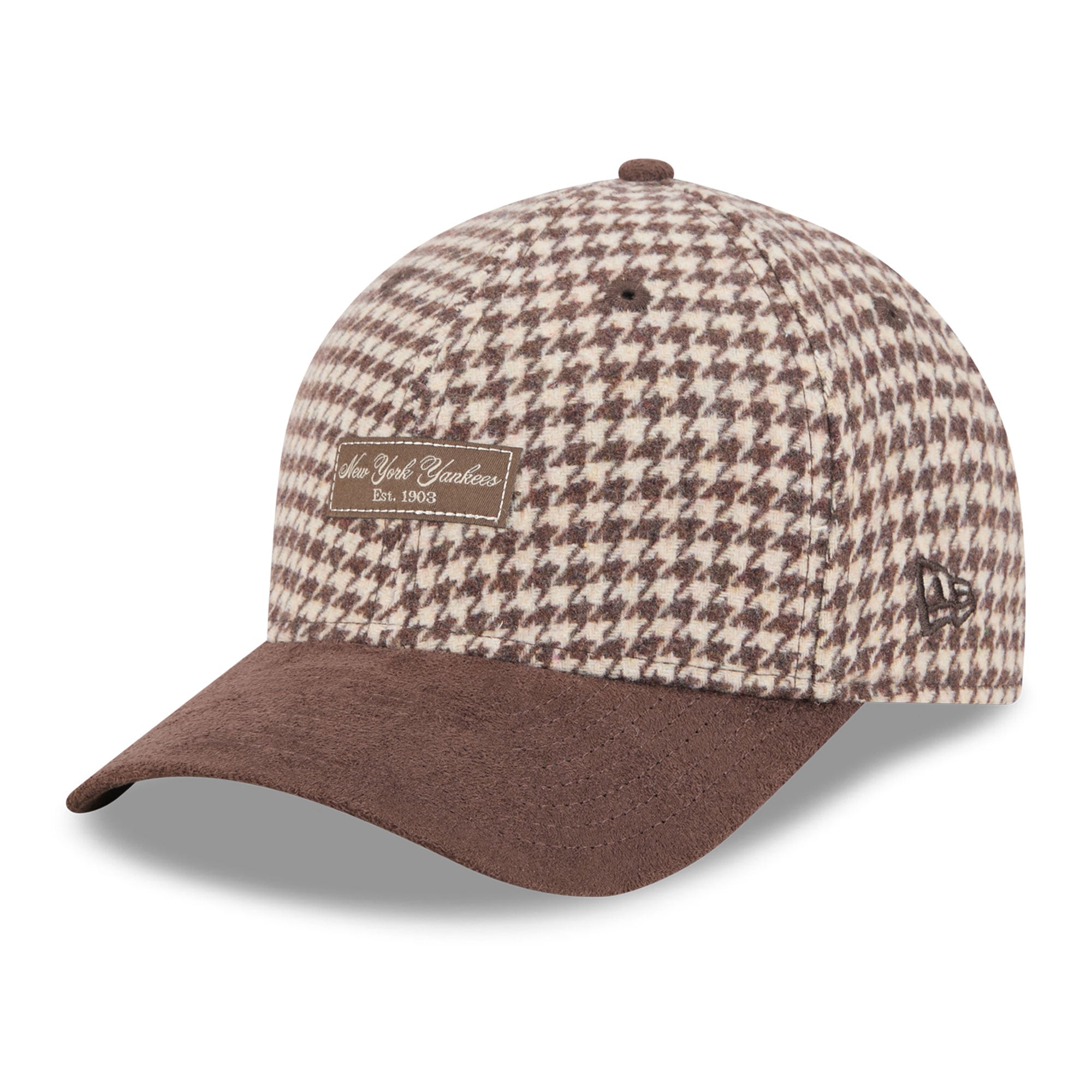 Casquette ajustable New Era 9FORTY M-Crown marron clair pour femme, New York Yankees, en fausse laine.