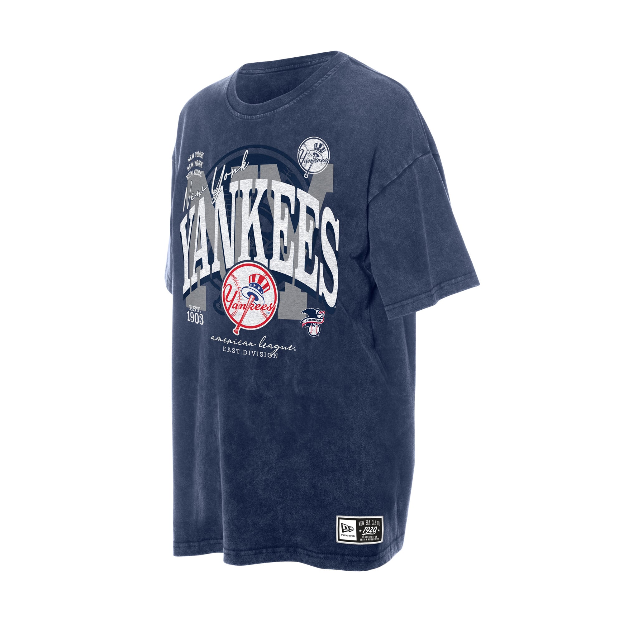 Women's New Era Navy York Yankees Throwback Mineral Wash Boyfriend T-Shirt