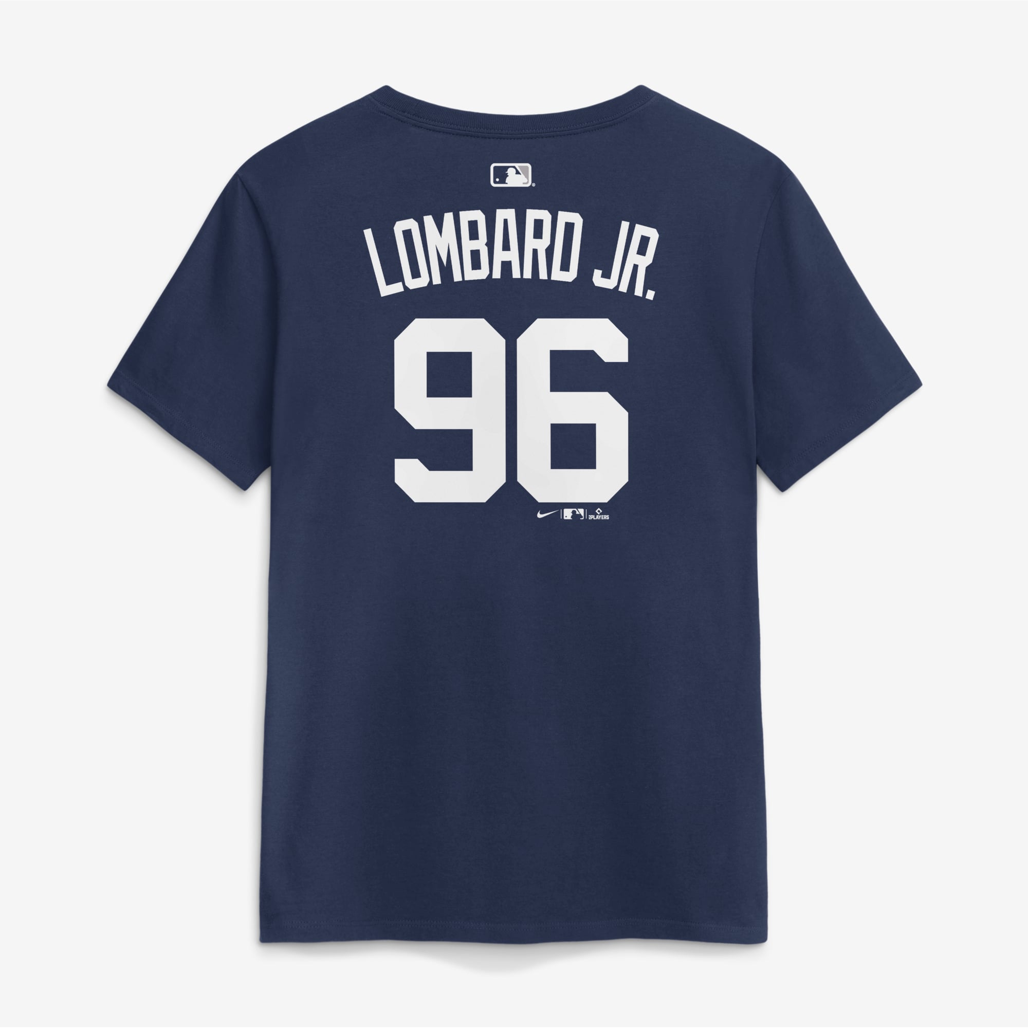 T-shirt Nike George Lombard Jr. bleu marine des Yankees de New York pour femmes, avec nom et numéro