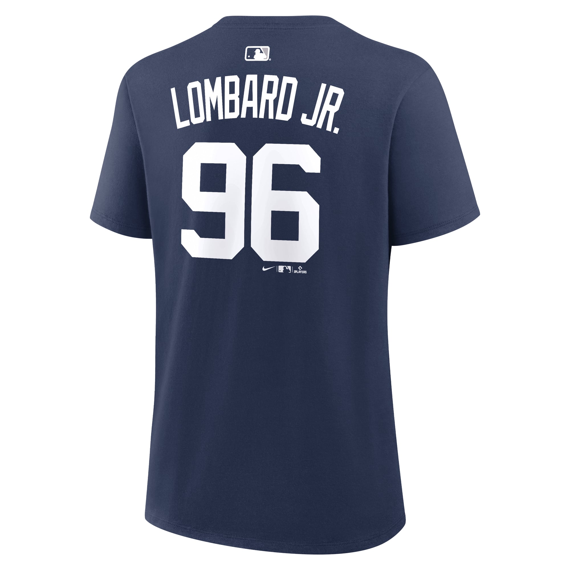 T-shirt Nike George Lombard Jr. bleu marine des Yankees de New York pour femmes, avec nom et numéro