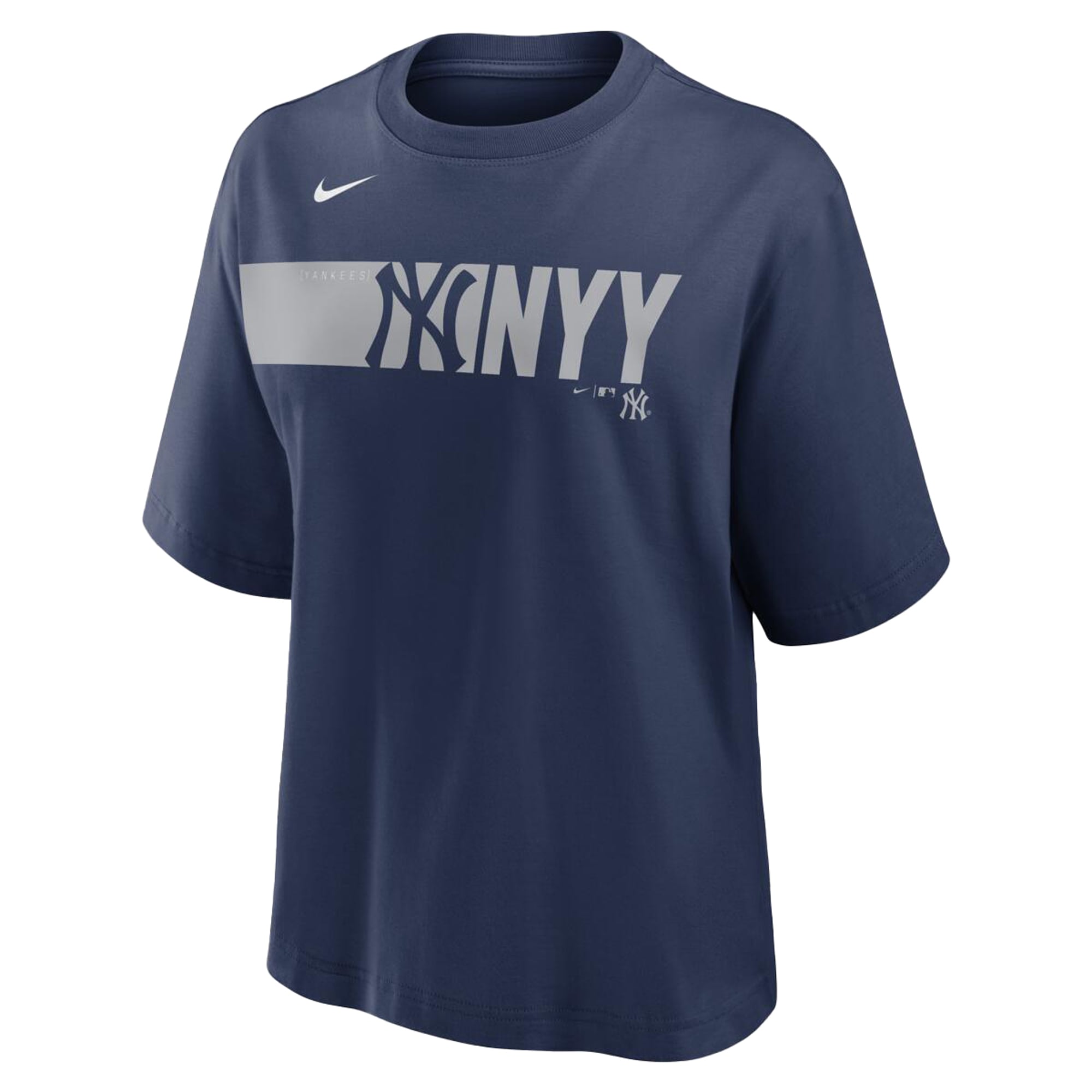 Women's Nike Navy New York Yankees Knockout Boxy T-Shirt