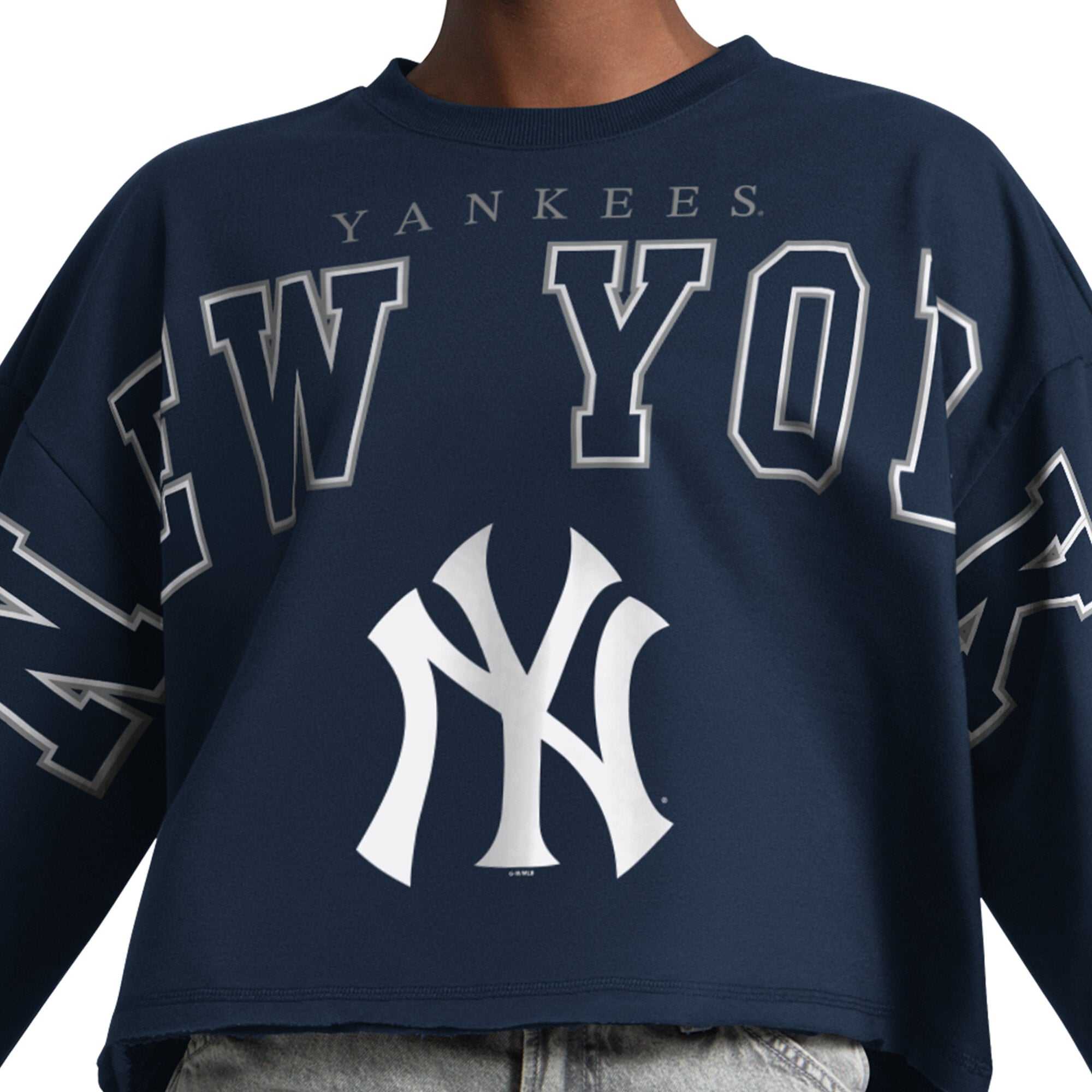 Sweat-shirt court Starter pour femme, bleu marine, New York Yankees Bleachers II