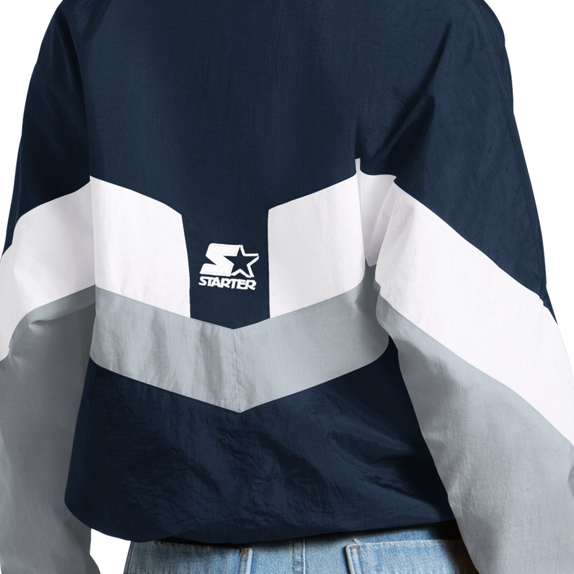Pull à col zippé Starter bleu marine New York Yankees pour femme