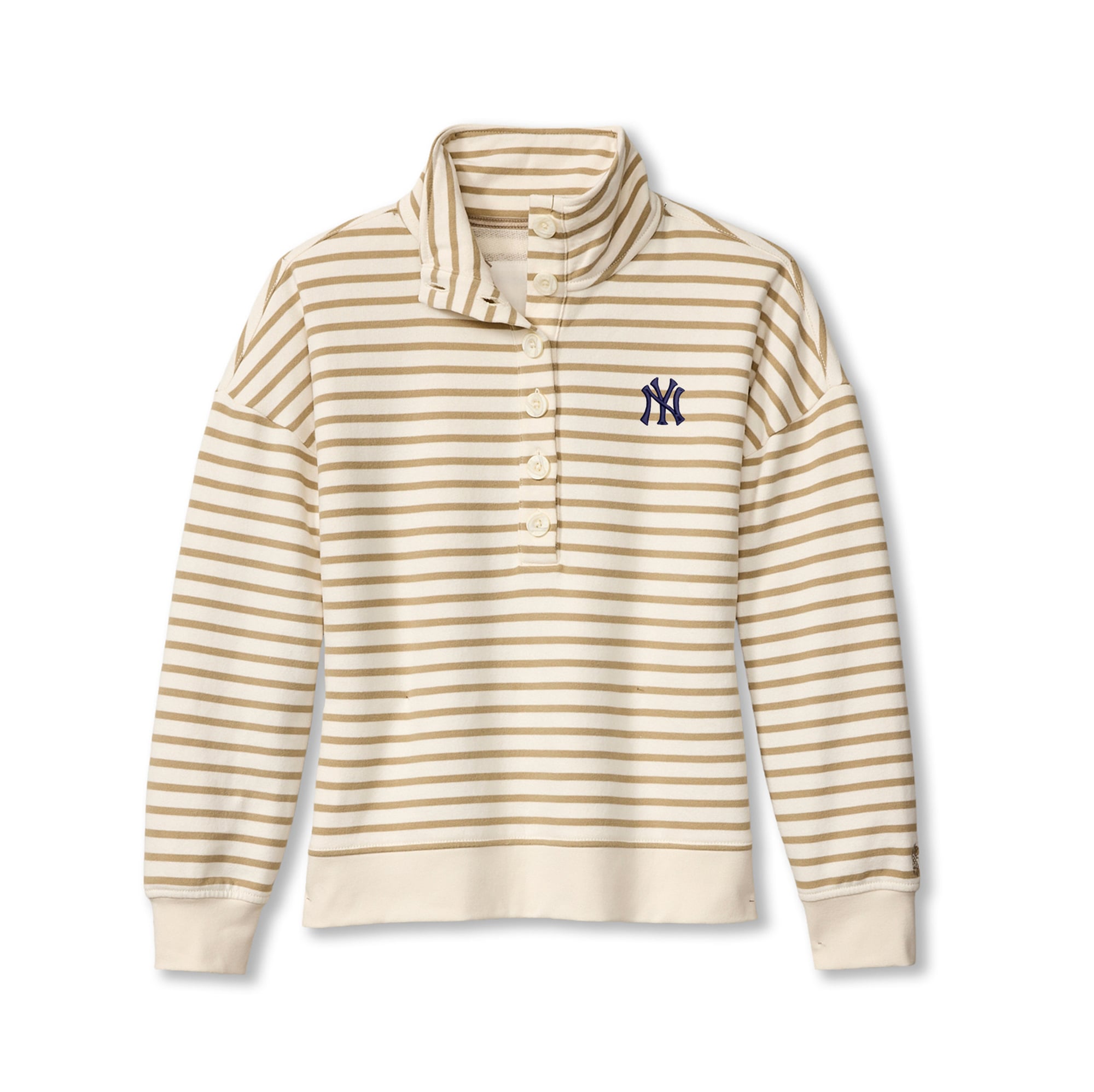 Women's Tommy Bahama  White New York Yankees Marina Del Mar Stripe Mock Neck Sweatshirt