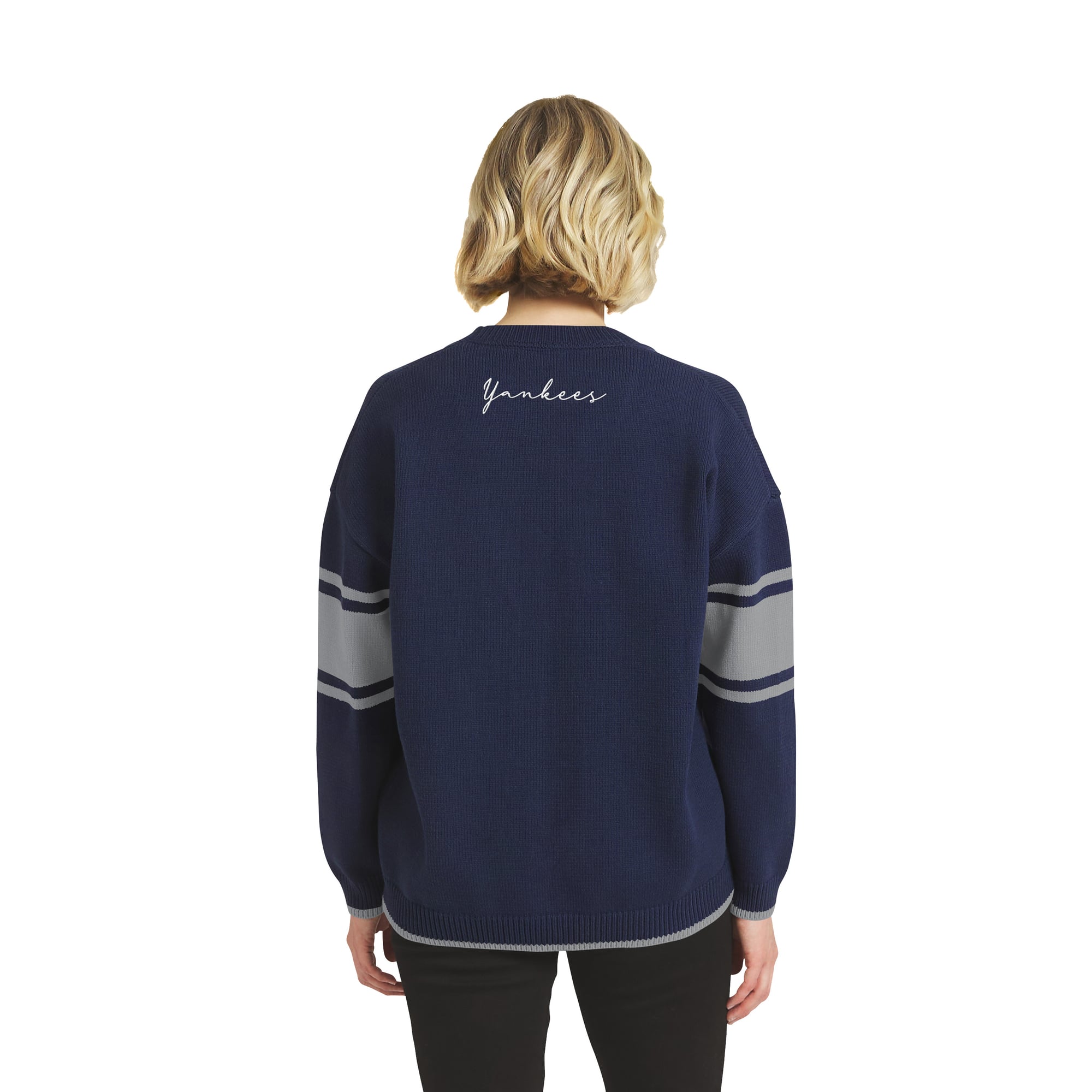 Women's WEAR by Erin Andrews Navy New York Yankees Button-Up Knit Cardigan