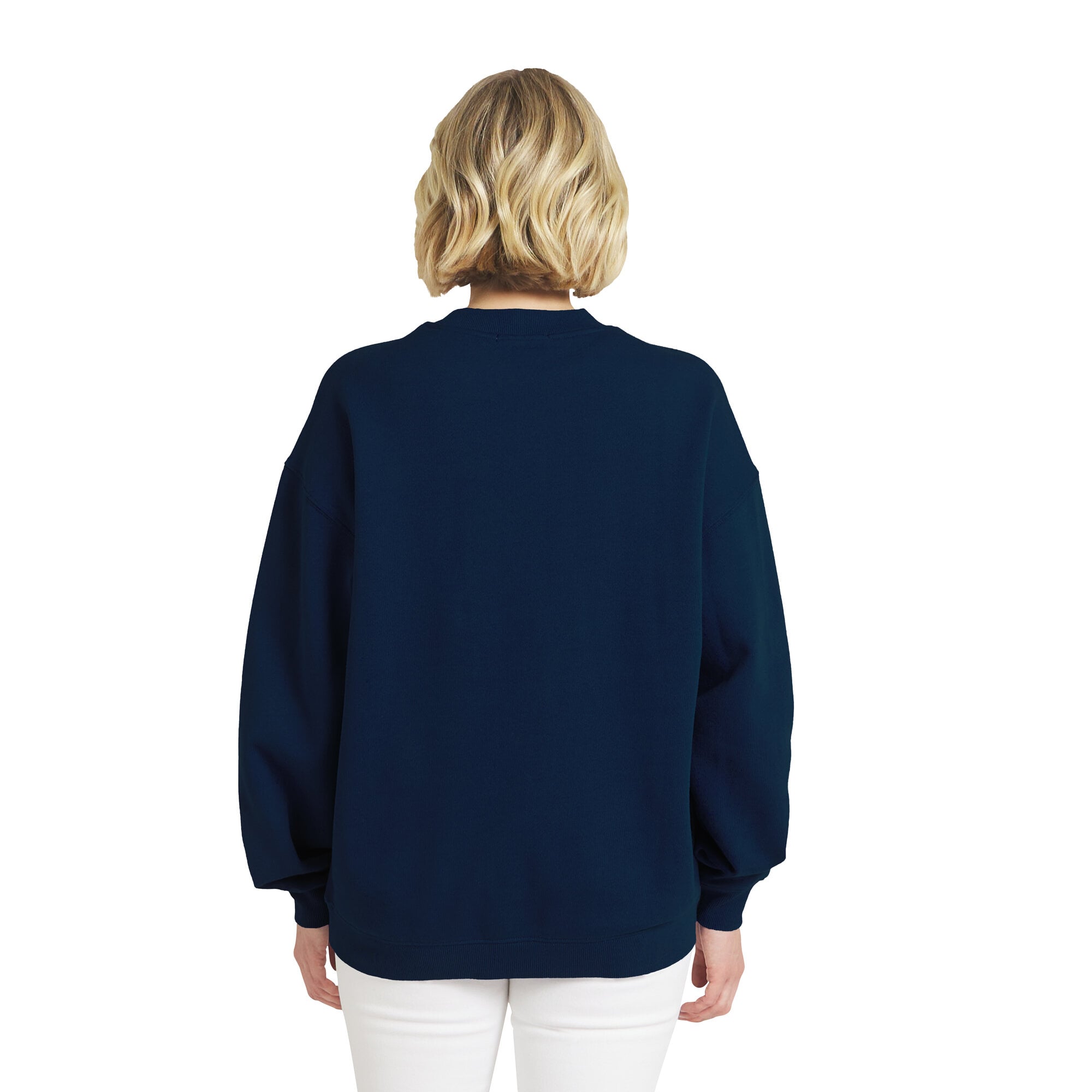 Women's WEAR by Erin Andrews Navy New York Yankees Oversized Team Fleece Sweatshirt