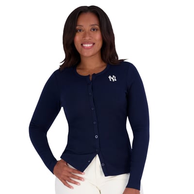 New York Yankees WEAR by Erin Andrews Women's Rib Button-Up Sweater - Navy
