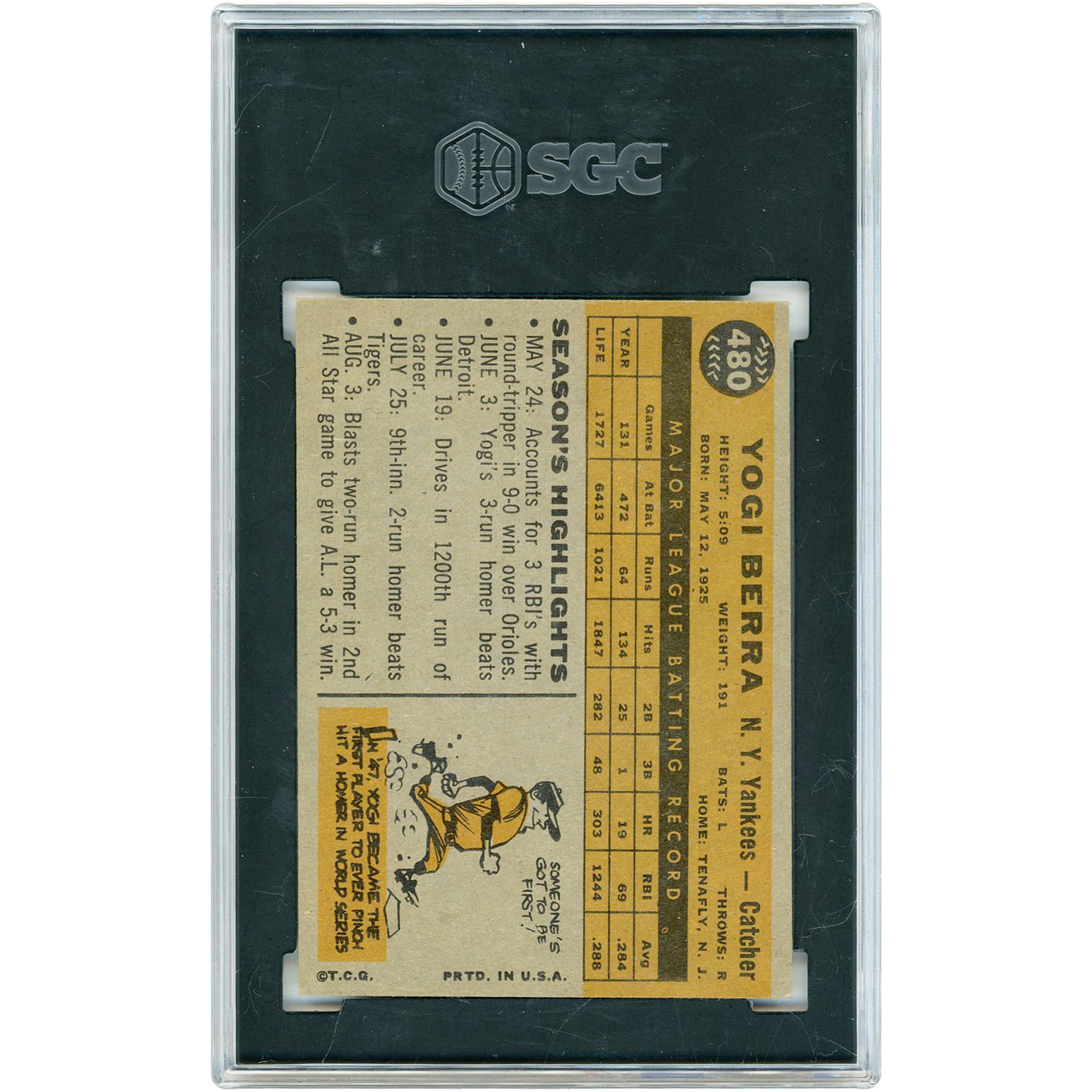 Yogi Berra New York Yankees 1960 Topps #480 SGC Authenticated 5.5 Card