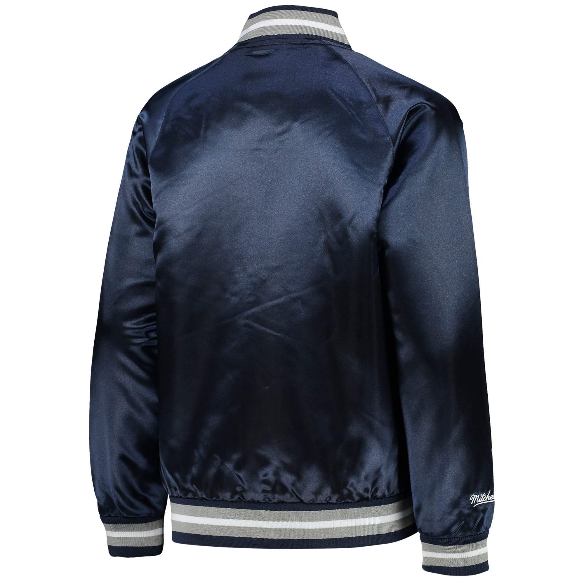 Veste raglan en satin bleu marine Mitchell & Ness pour enfant, collection Cooperstown des Yankees de New York, à boutons-pression.
