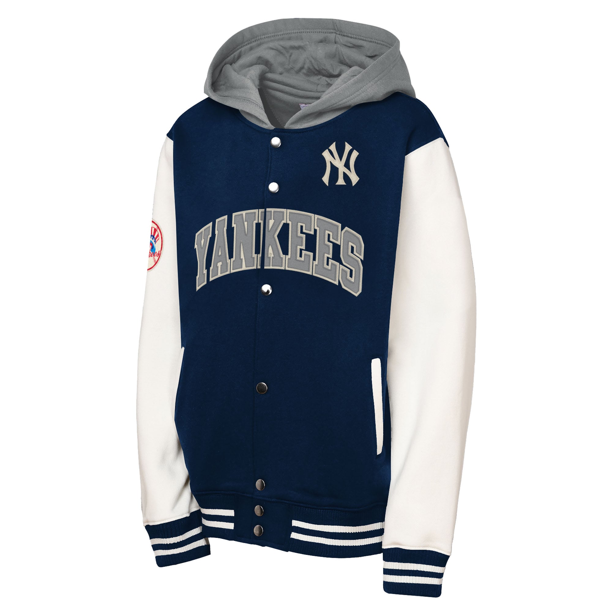 Sweat à capuche bleu marine Mitchell & Ness New York Yankees Courtside Fleece boutons-pression
