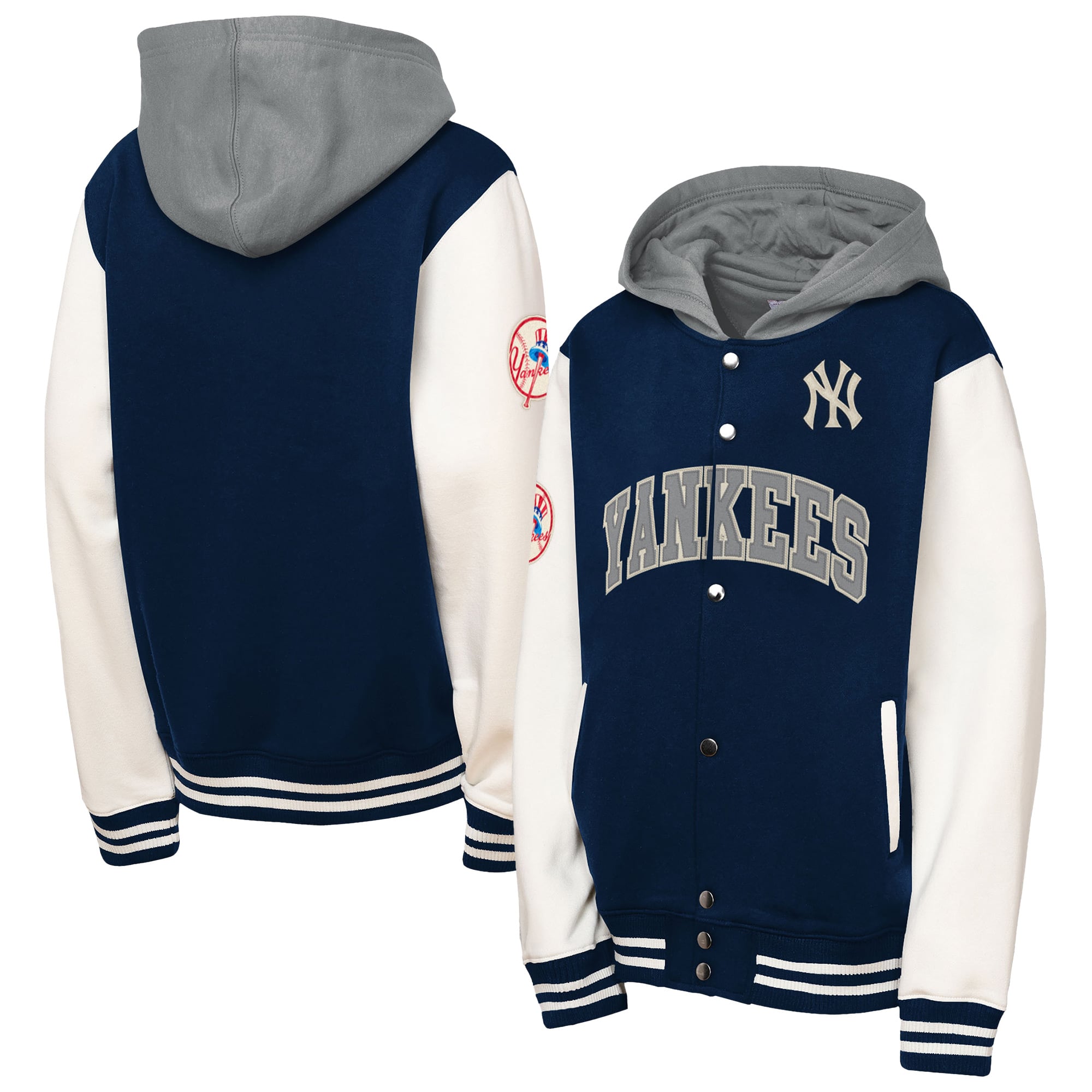 Sweat à capuche bleu marine Mitchell & Ness New York Yankees Courtside Fleece boutons-pression