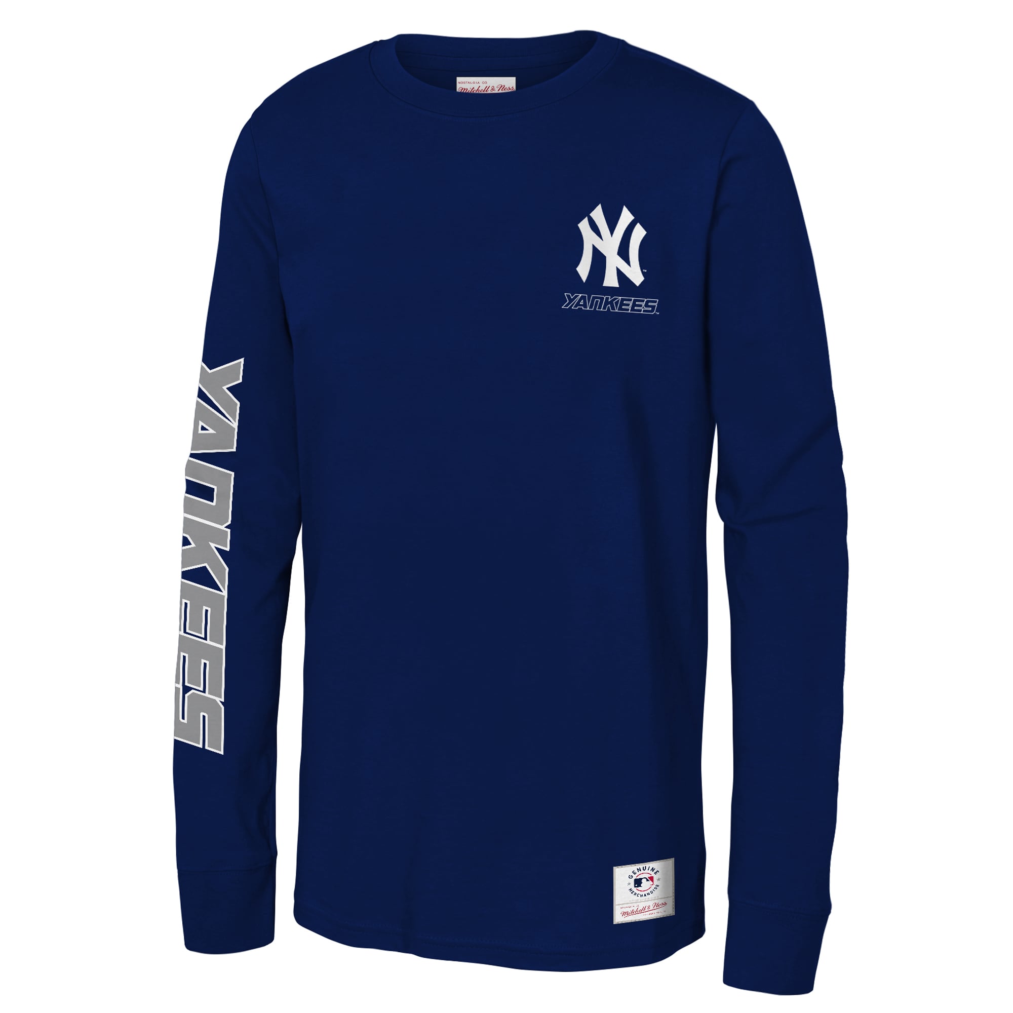 T-shirt à manches longues Mitchell & Ness bleu marine New York Yankees Triple Play pour enfant
