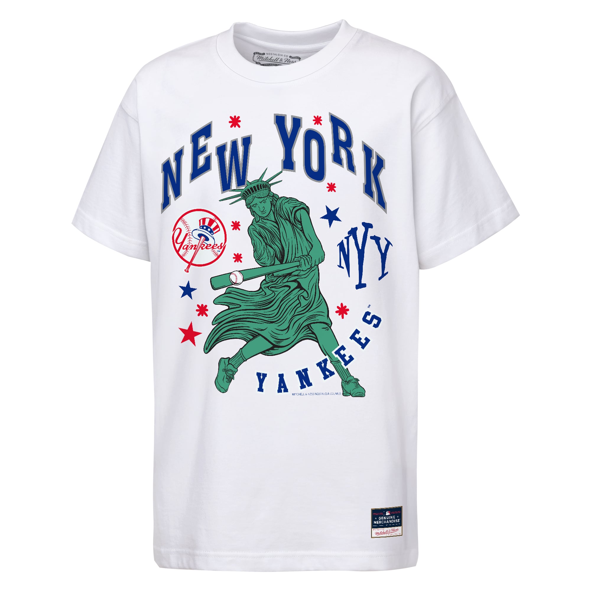 T-shirt Mitchell & Ness blanc pour enfant, mascotte des Yankees de New York, Star Power