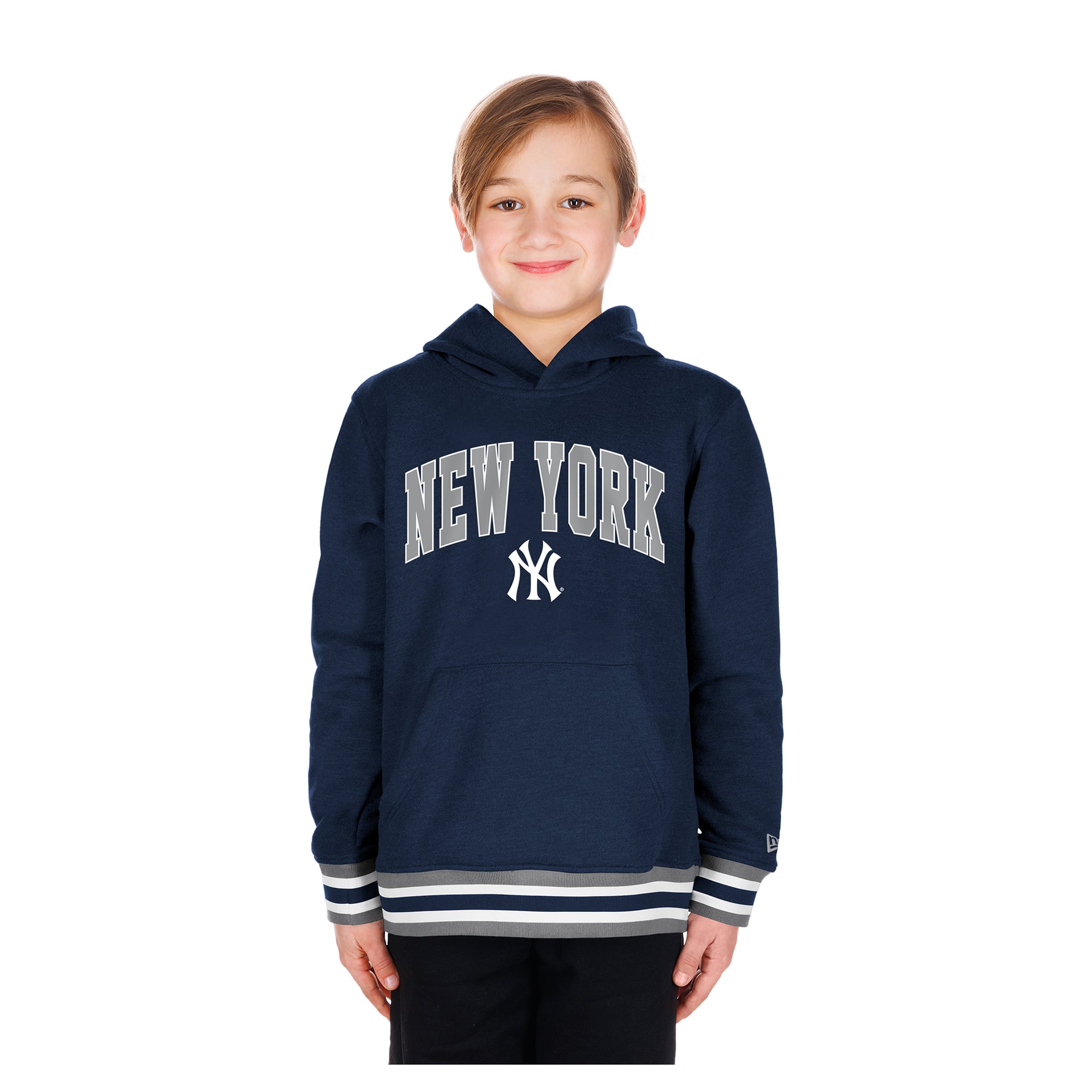 Youth New Era Navy York Yankees Knit Trim Pullover Hoodie