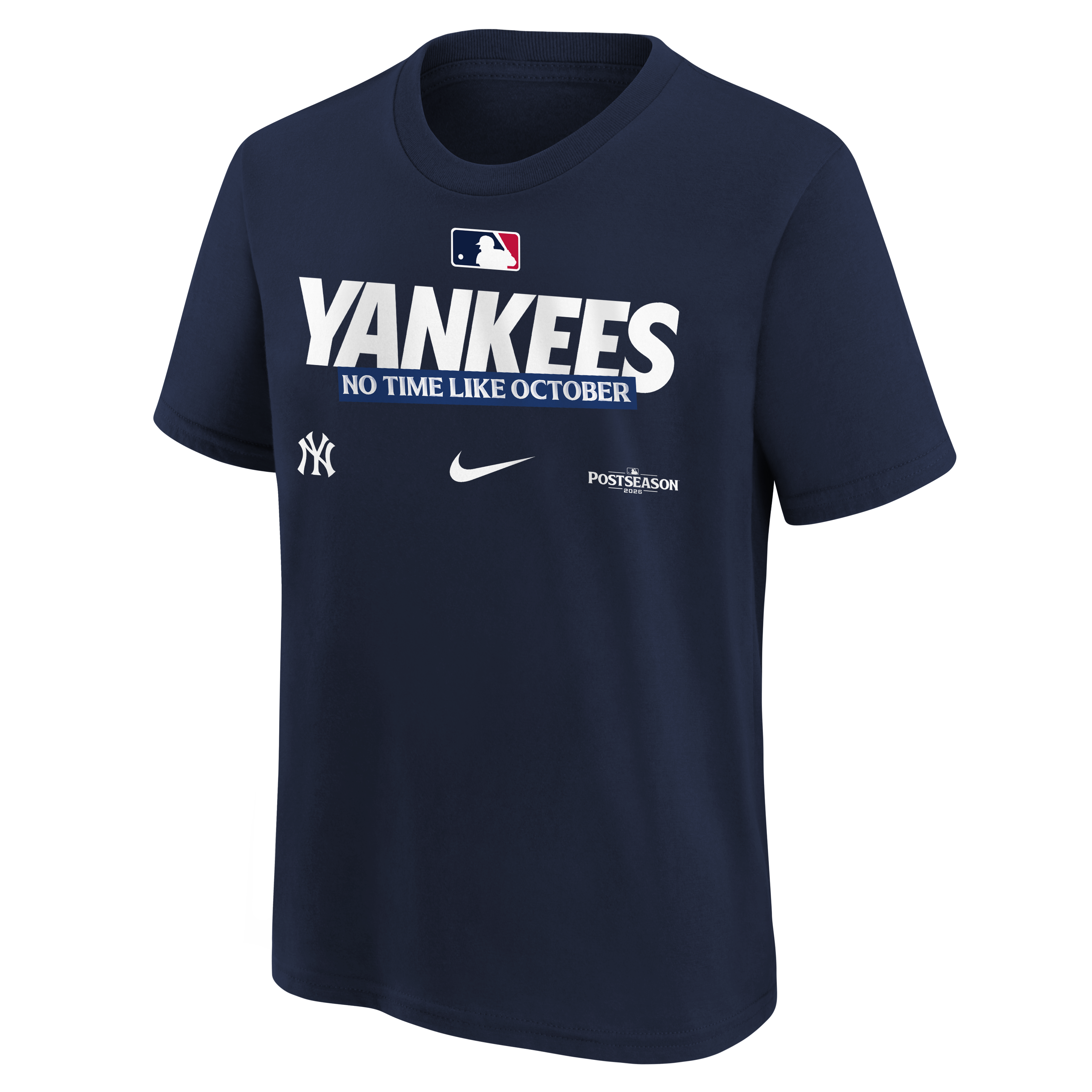 T-shirt authentique Nike bleu marine New York Yankees 2026 MLB Postseason pour jeunes