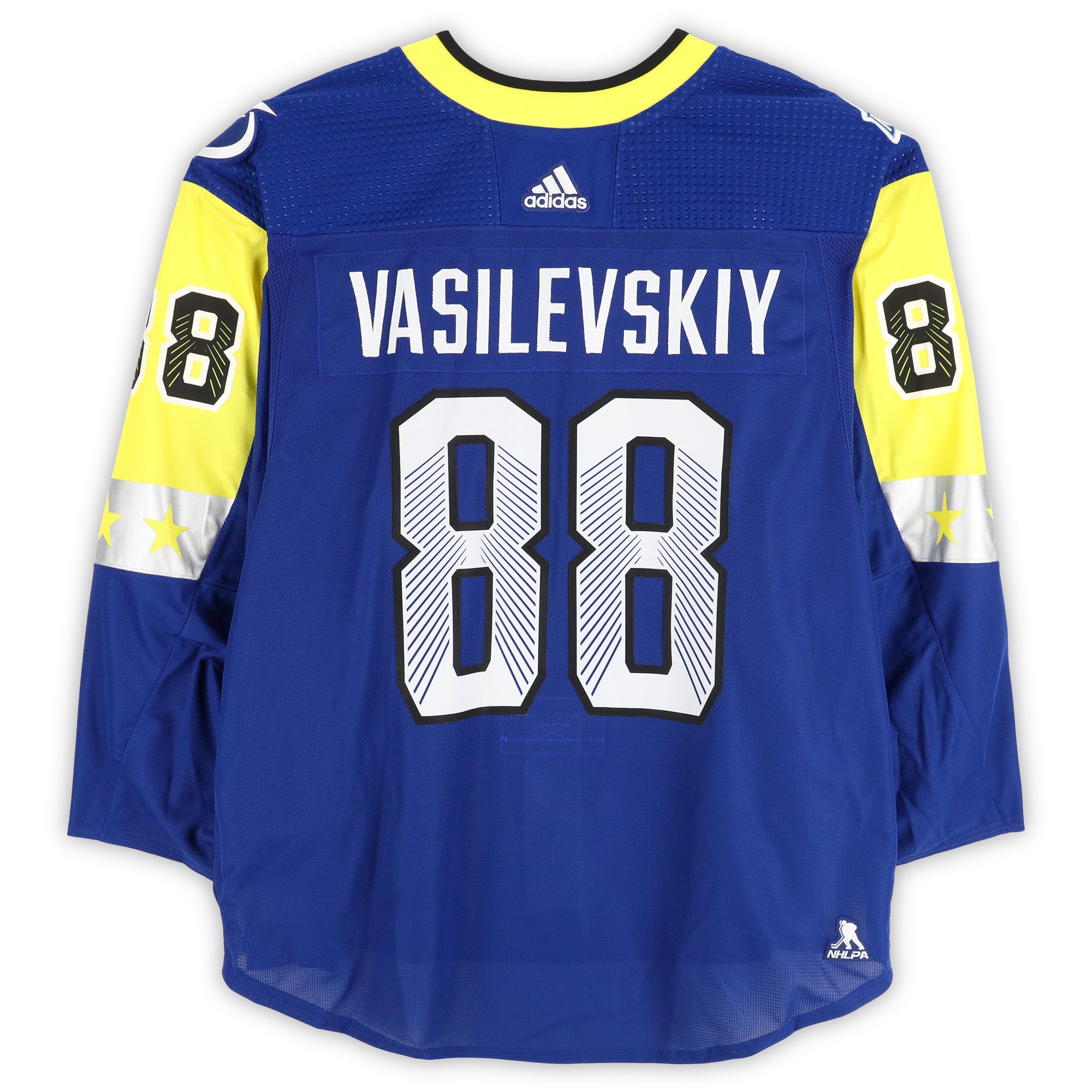 Andrei Vasilevskiy Atlantic Division Player-Issued #88 Blue Jersey from the 2018 NHL All-Star Game