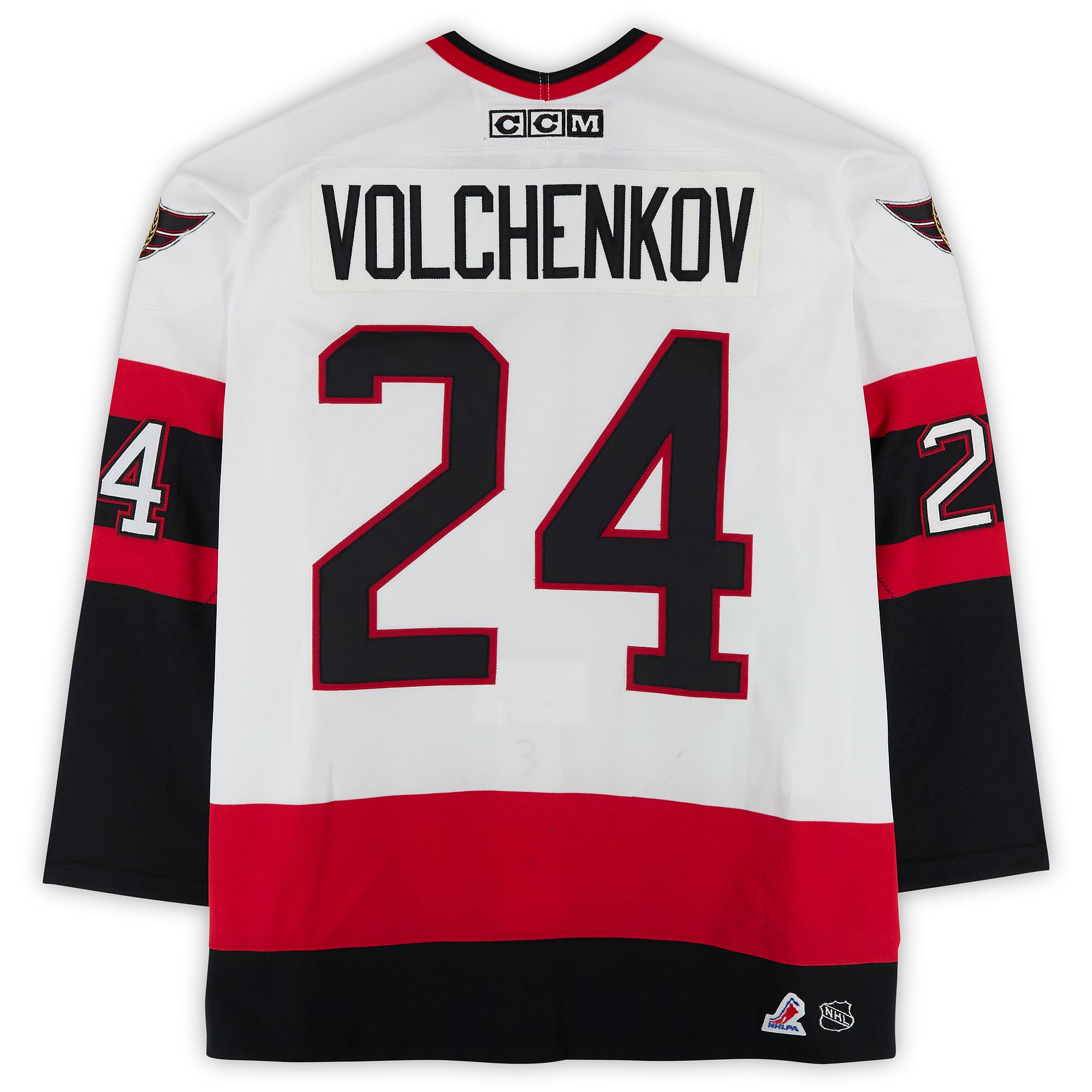 Anton Volchenkov Ottawa Senators Game-Used #24 White CCM Jersey from the 2003 NHL YoungStars Game