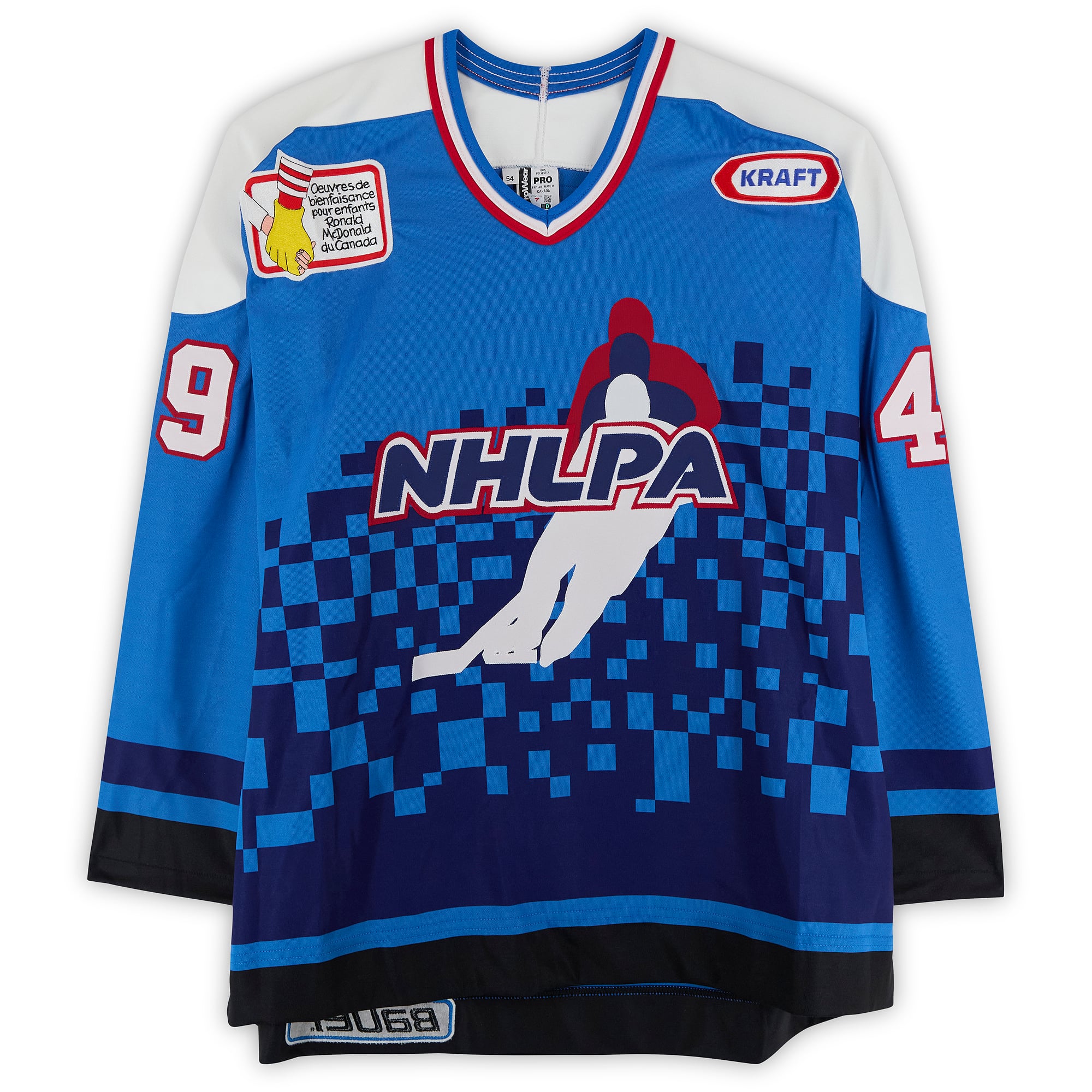 Benoît Hogue Team Quebec Game-Used #49 Blue Bauer Jersey from the 1994 NHL 4 on 4 Challenge