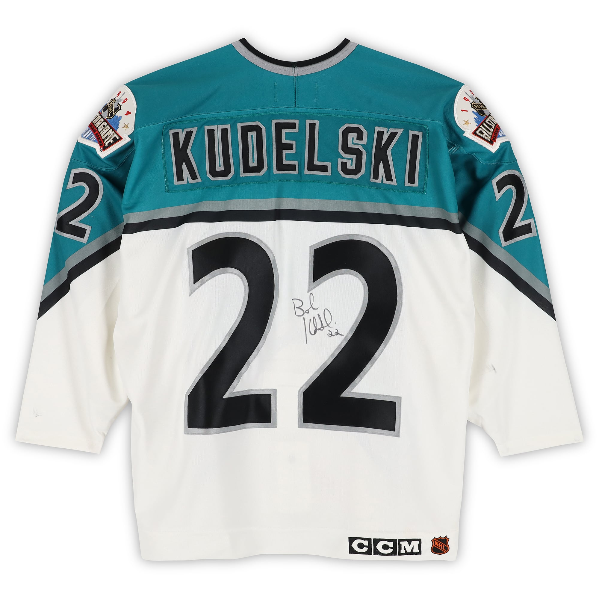 Bob Kudelski Eastern Conference Autographed Game-Used #22 White Jersey from the 1994 NHL All-Star Game