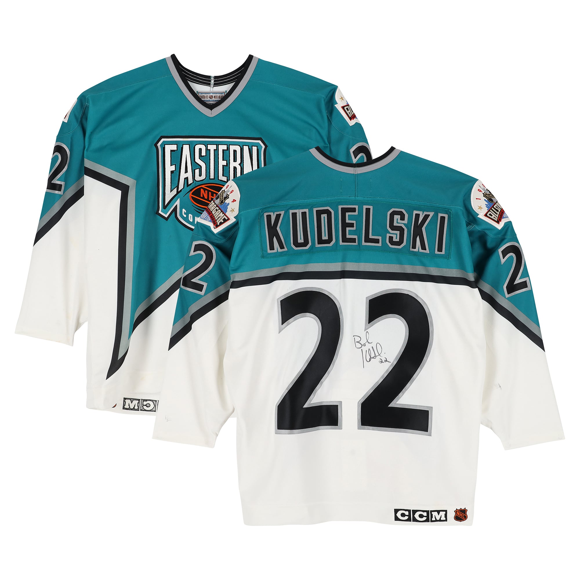 Bob Kudelski Eastern Conference Autographed Game-Used #22 White Jersey from the 1994 NHL All-Star Game