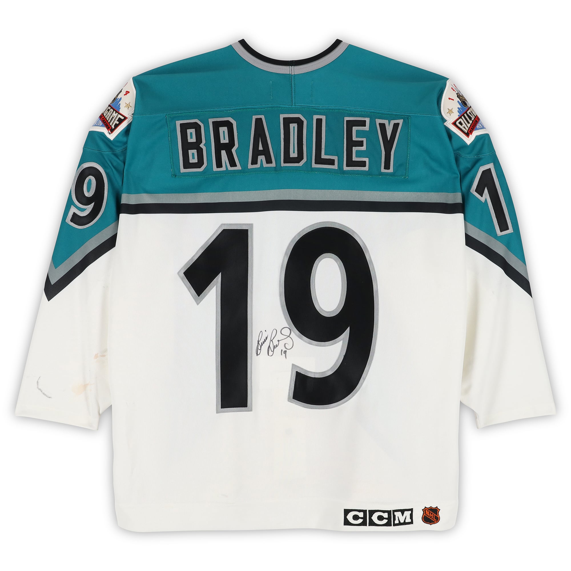 Maillot blanc n° 19 autographié par Brian Bradley (Conférence Est) porté lors du Match des étoiles de la LNH de 1994