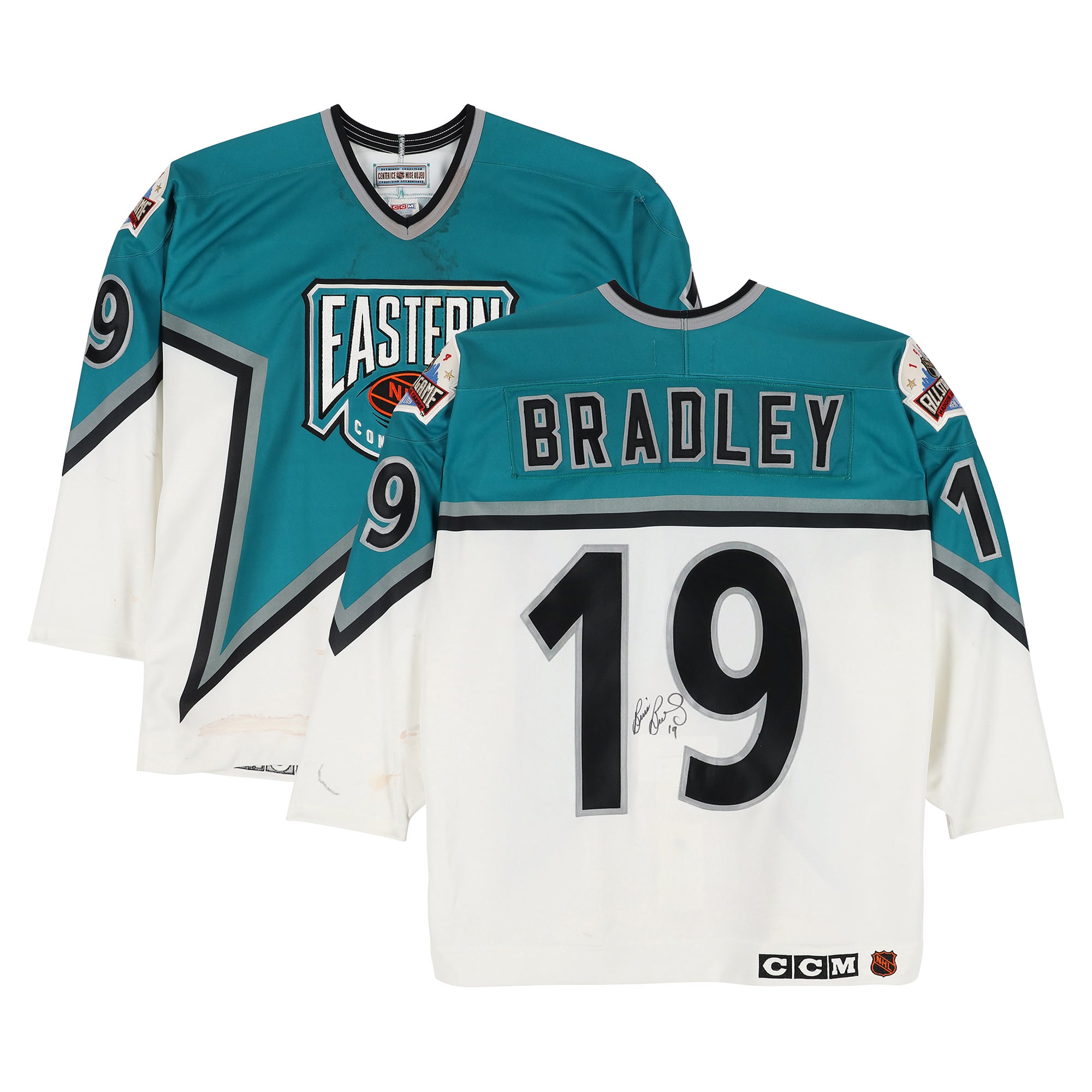 Maillot blanc n° 19 autographié par Brian Bradley (Conférence Est) porté lors du Match des étoiles de la LNH de 1994