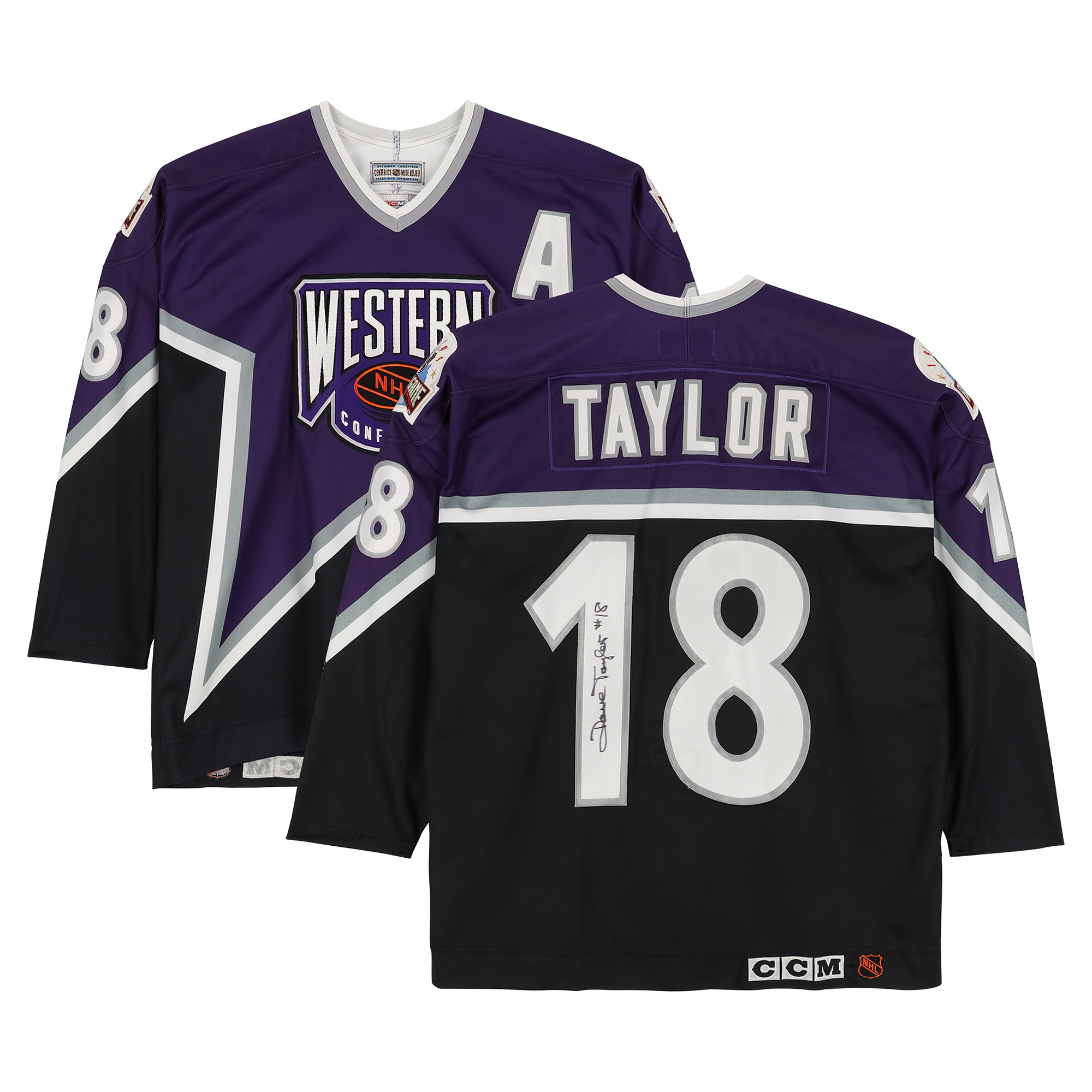 Dave Taylor Western Conference Autographed Game-Used #18 Purple Jersey from the 1994 NHL All-Star Game