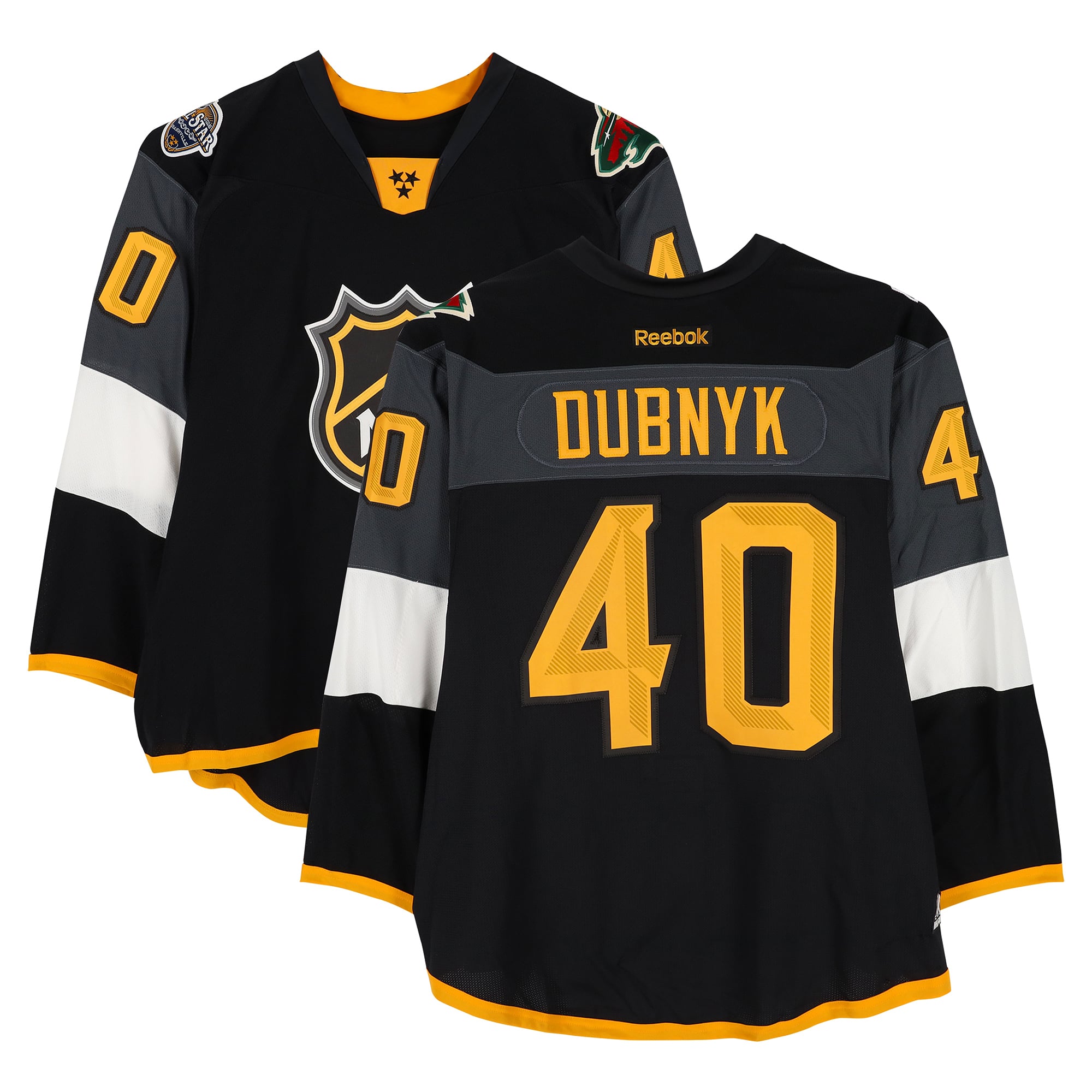 Maillot noir Reebok n° 40 porté par Devan Dubnyk (division Centrale) lors du Match des étoiles de la LNH 2016