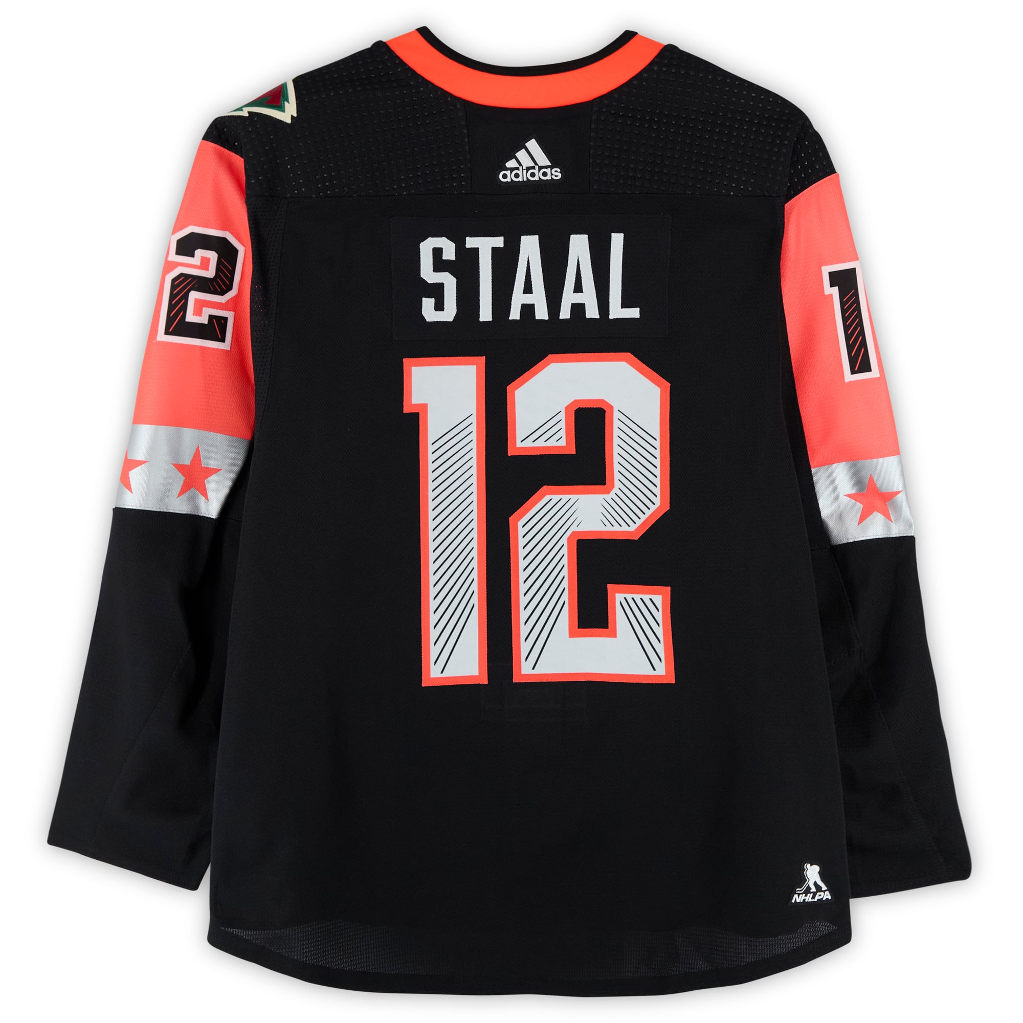 Maillot noir n° 12 porté par Eric Staal (division Centrale) lors du Match des étoiles de la LNH 2018