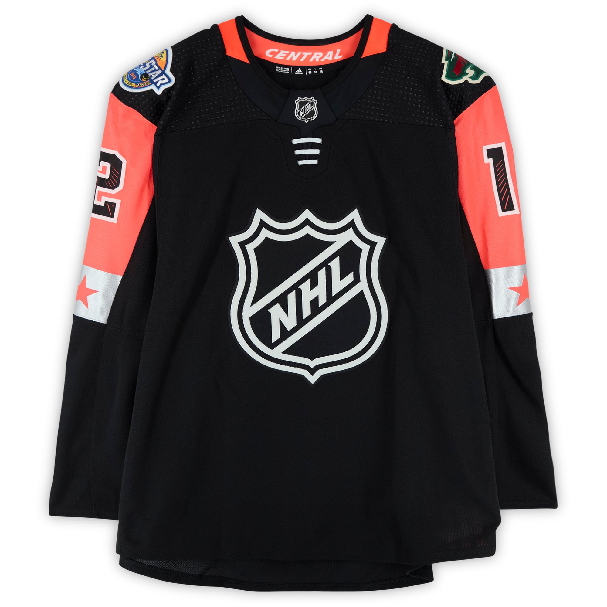 Maillot noir n° 12 porté par Eric Staal (division Centrale) lors du Match des étoiles de la LNH 2018