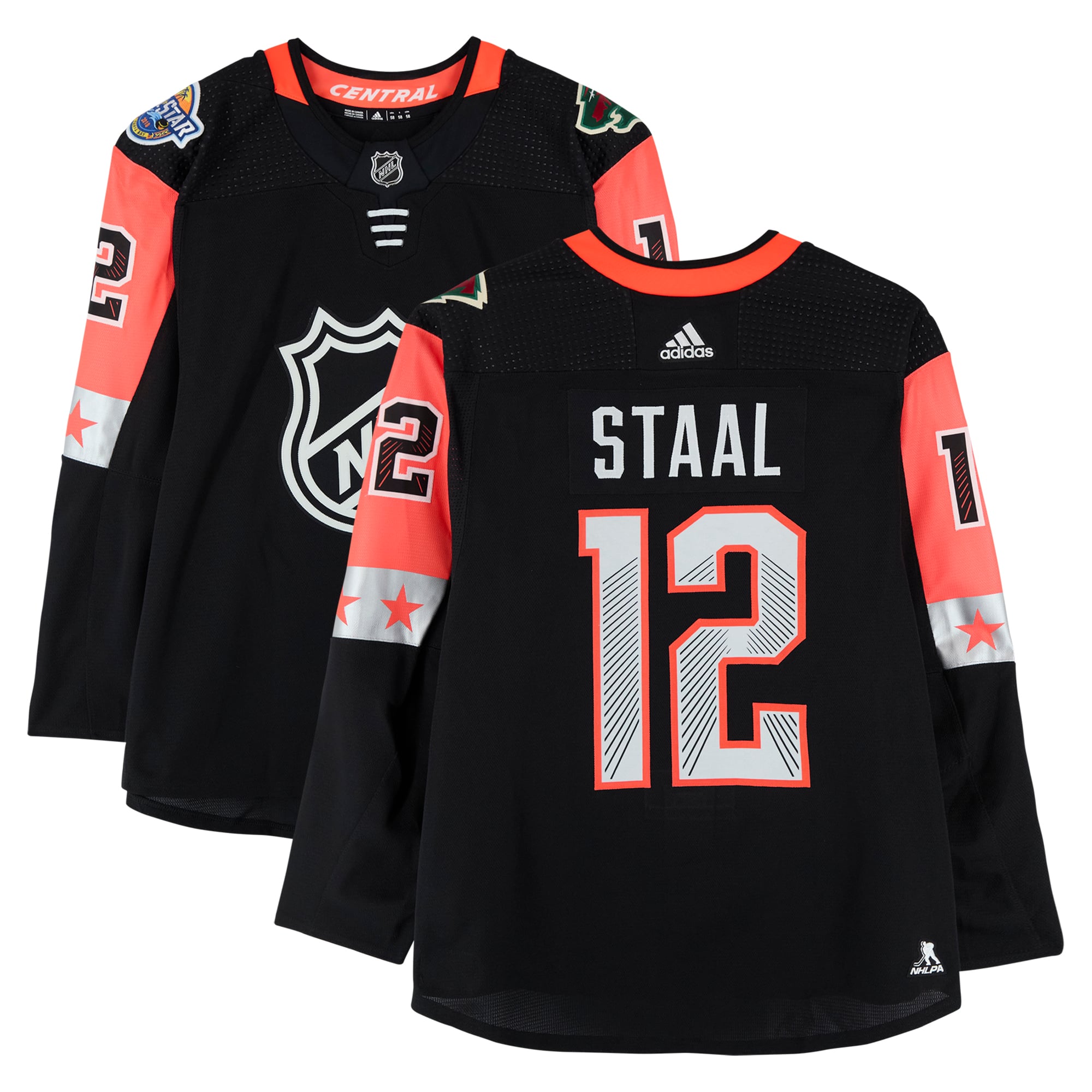 Maillot noir n° 12 porté par Eric Staal (division Centrale) lors du Match des étoiles de la LNH 2018