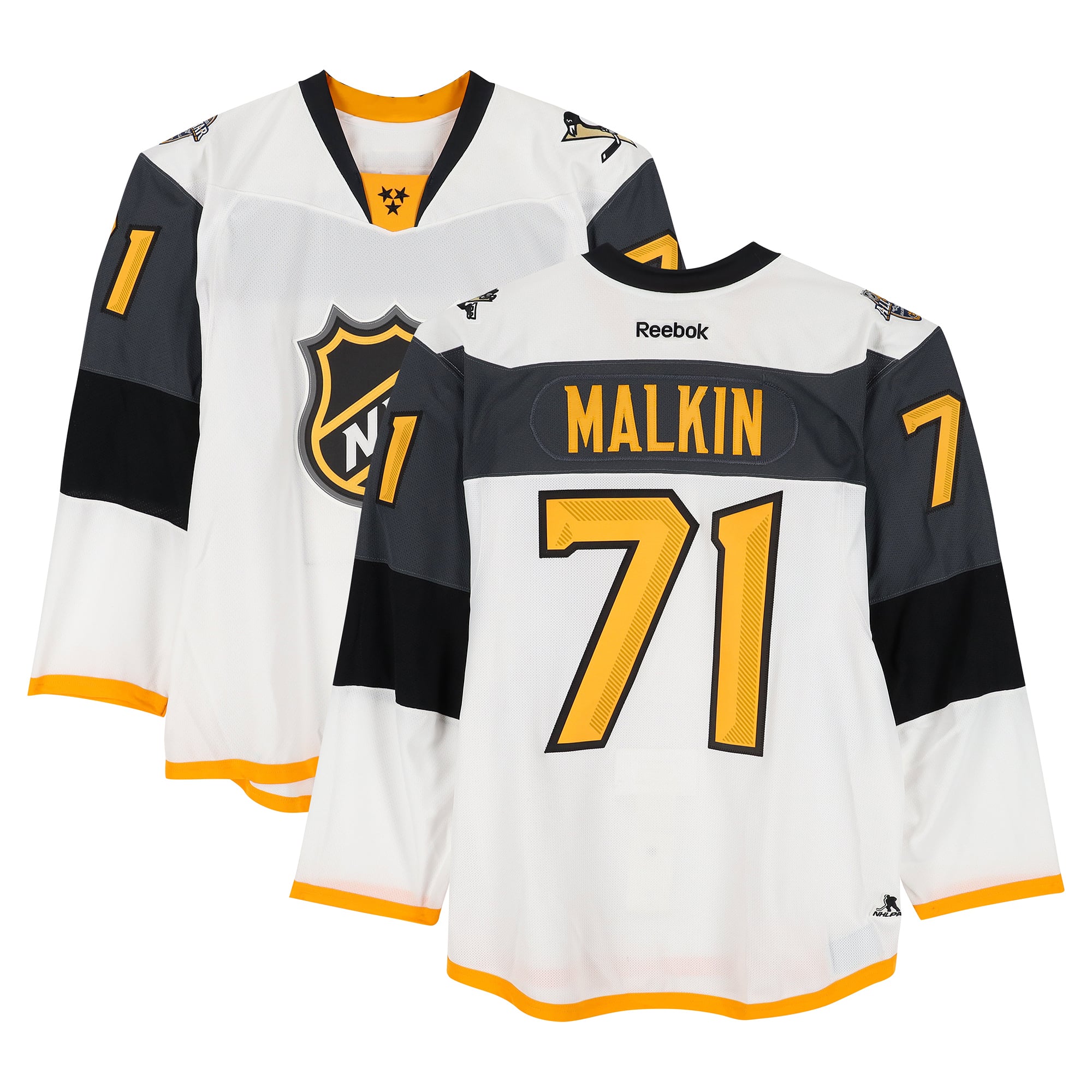 Evgeni Malkin Metropolitan Division Game-Used #71 White Reebok Jersey from the 2016 NHL All-Star Game