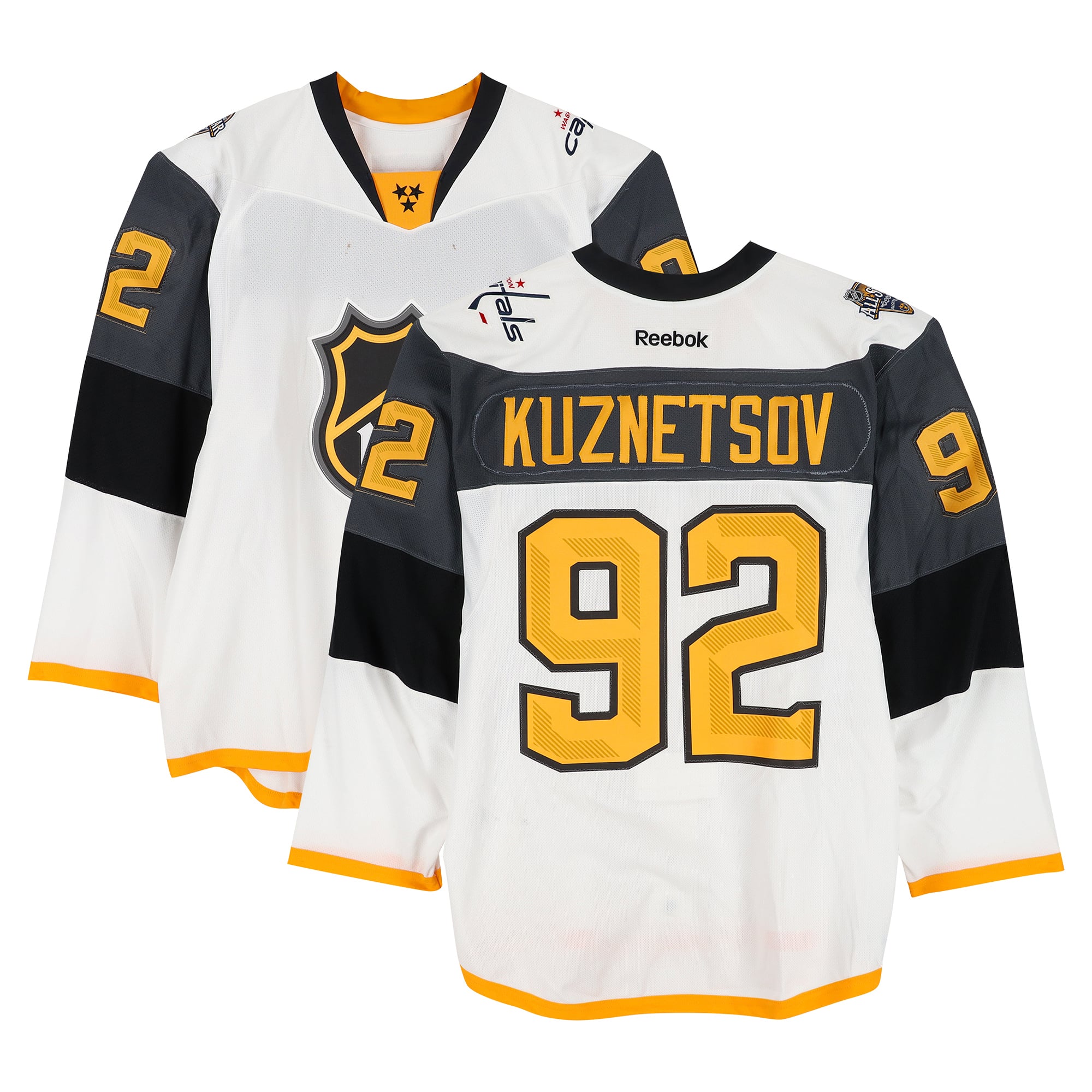 Evgeny Kuznetsov Metropolitan Division Game-Used #92 White Reebok Jersey from the 2016 NHL All-Star Game