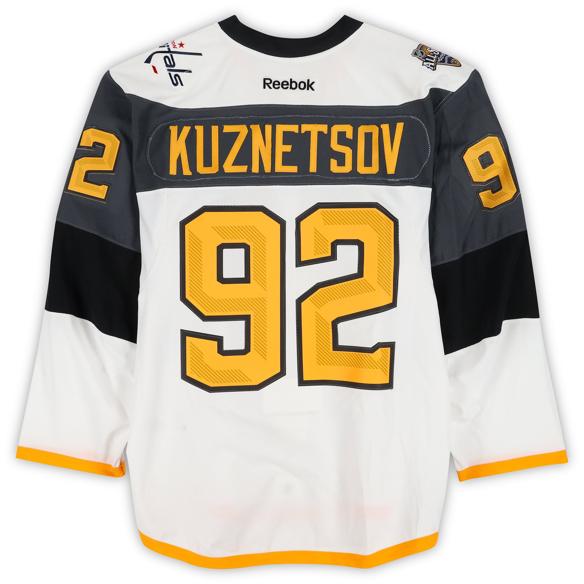 Evgeny Kuznetsov Metropolitan Division Game-Used #92 White Reebok Jersey from the 2016 NHL All-Star Game