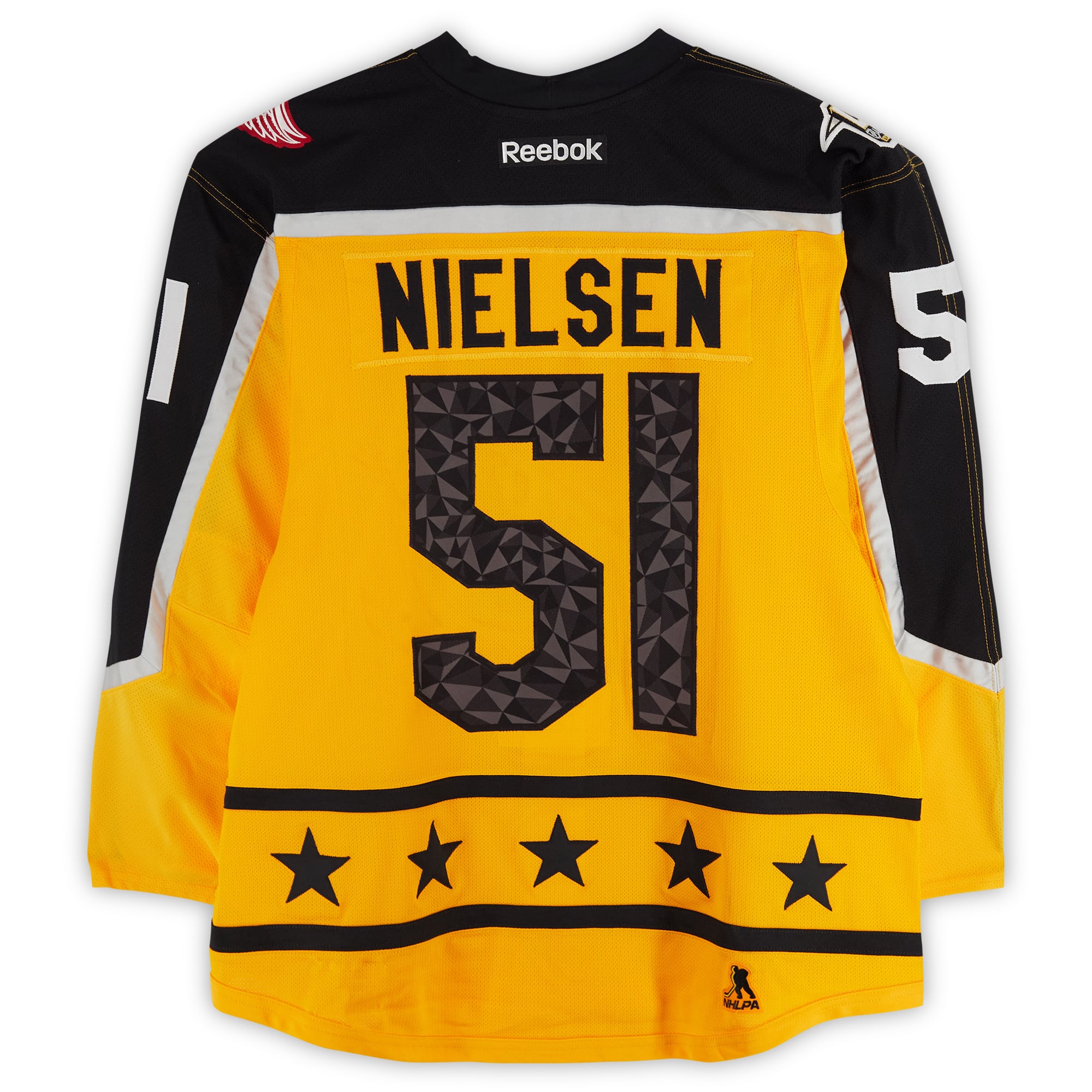 Maillot doré n° 51 porté par Frans Nielsen, division Atlantique, lors du match des étoiles de la LNH 2017