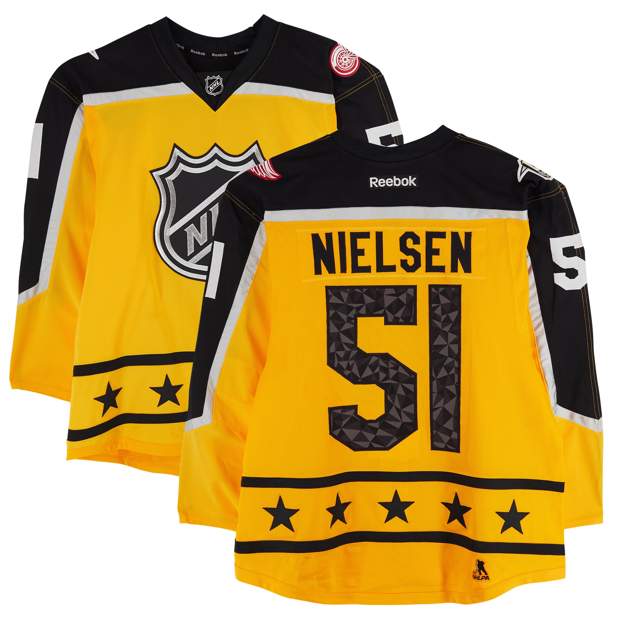 Maillot doré n° 51 porté par Frans Nielsen, division Atlantique, lors du match des étoiles de la LNH 2017