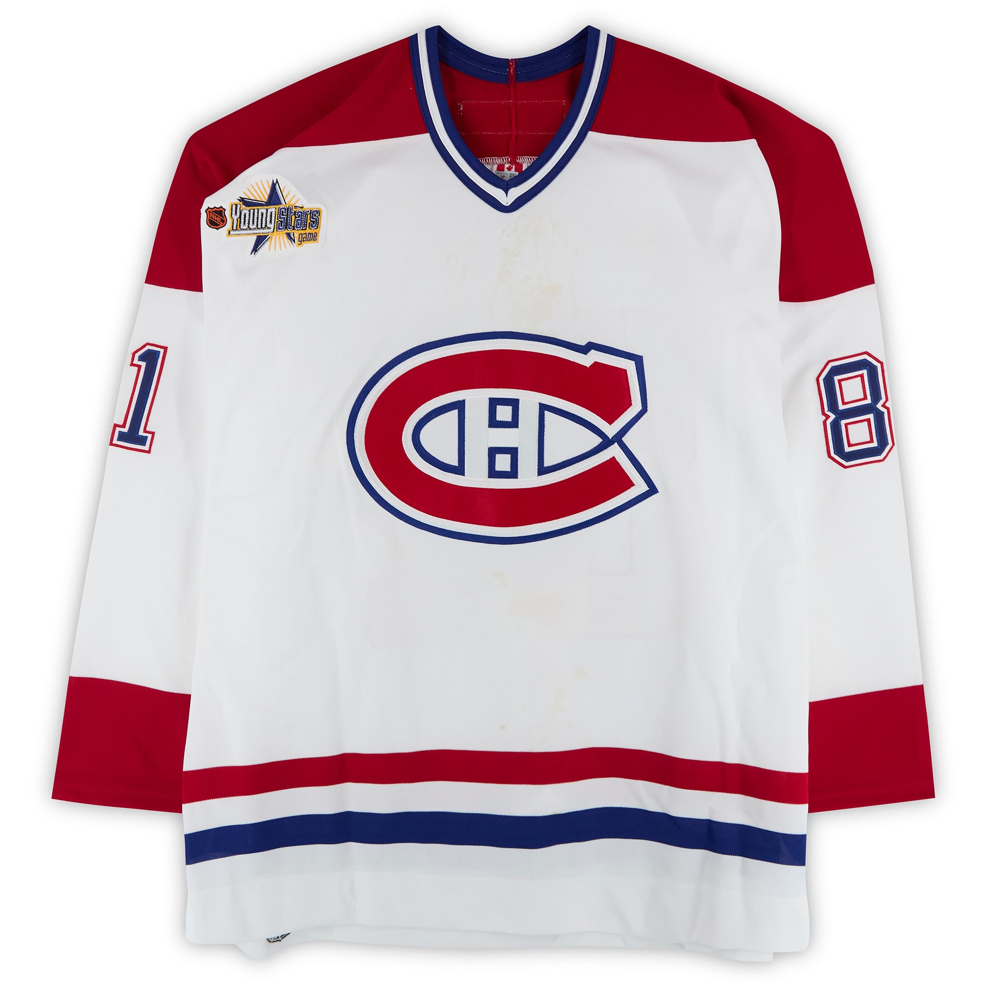 Marcel Hossa Montreal Canadiens Game-Used #81 White CCM Jersey from the 2003 NHL YoungStars Game