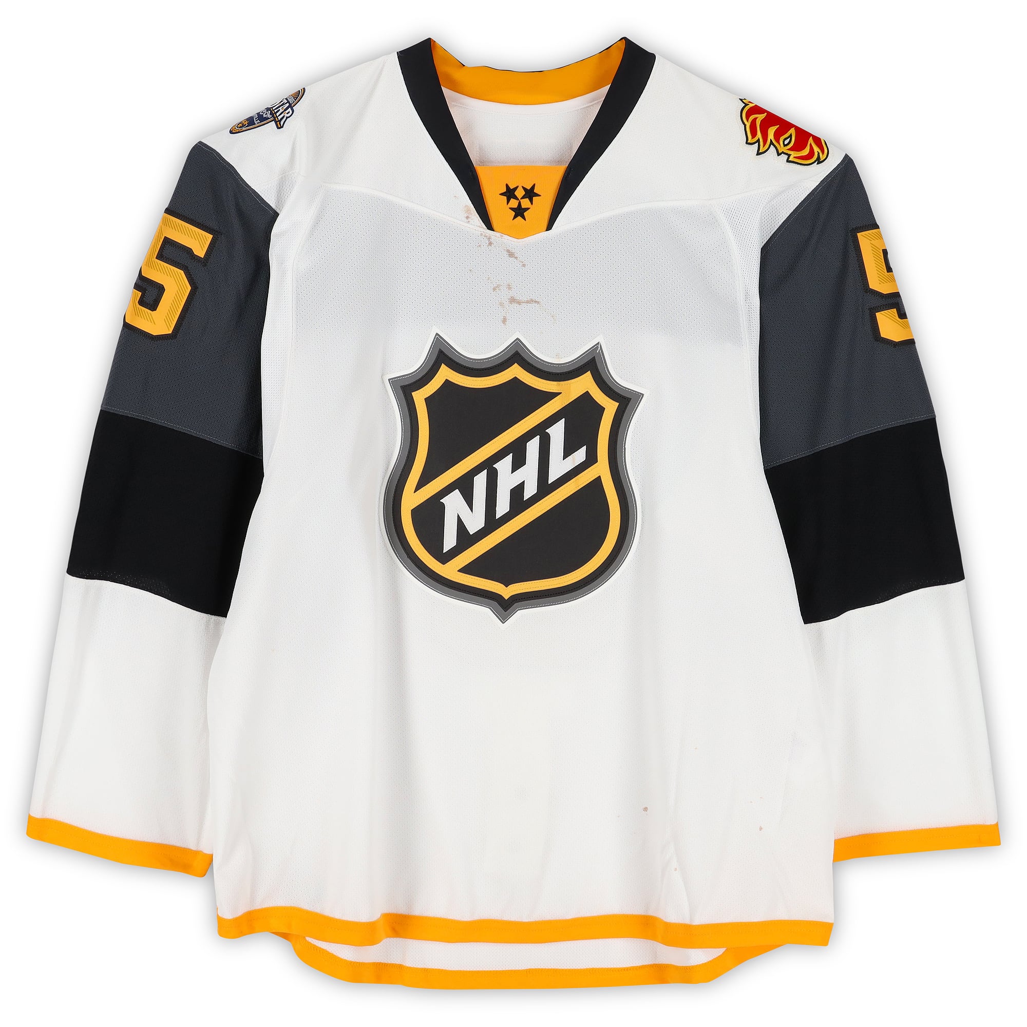 Mark Giordano Pacific Division Game-Used #5 White Reebok Jersey from the 2016 NHL All-Star Game