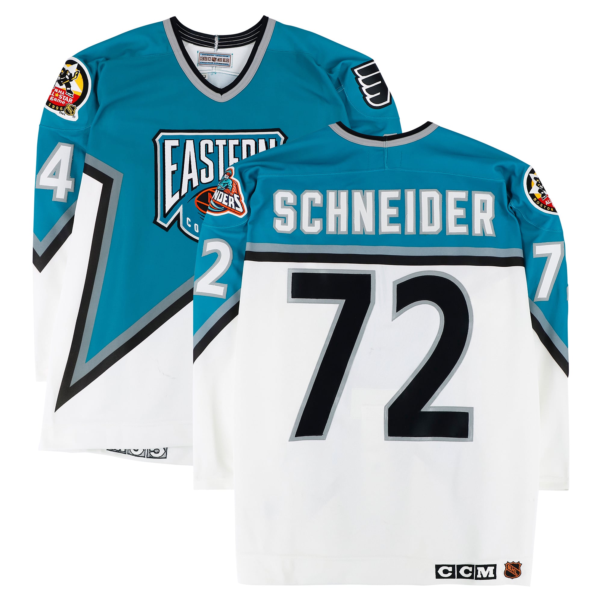 Mathieu Schneider Eastern Conference Autographed Game-Used #72 White Jersey from the 1996 NHL All-Star Game