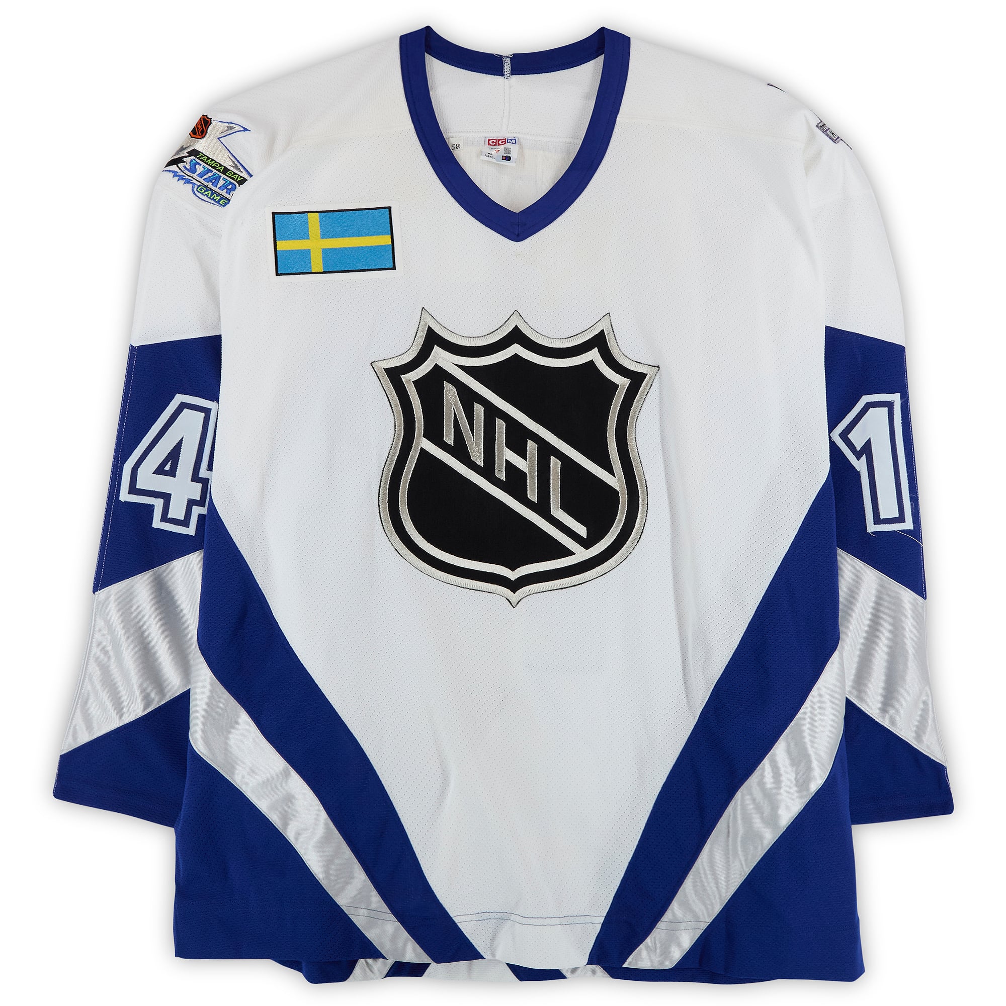 Mattias Norstrom Team World Autographed Game-Used #14 White Jersey from the 1999 NHL All-Star Game