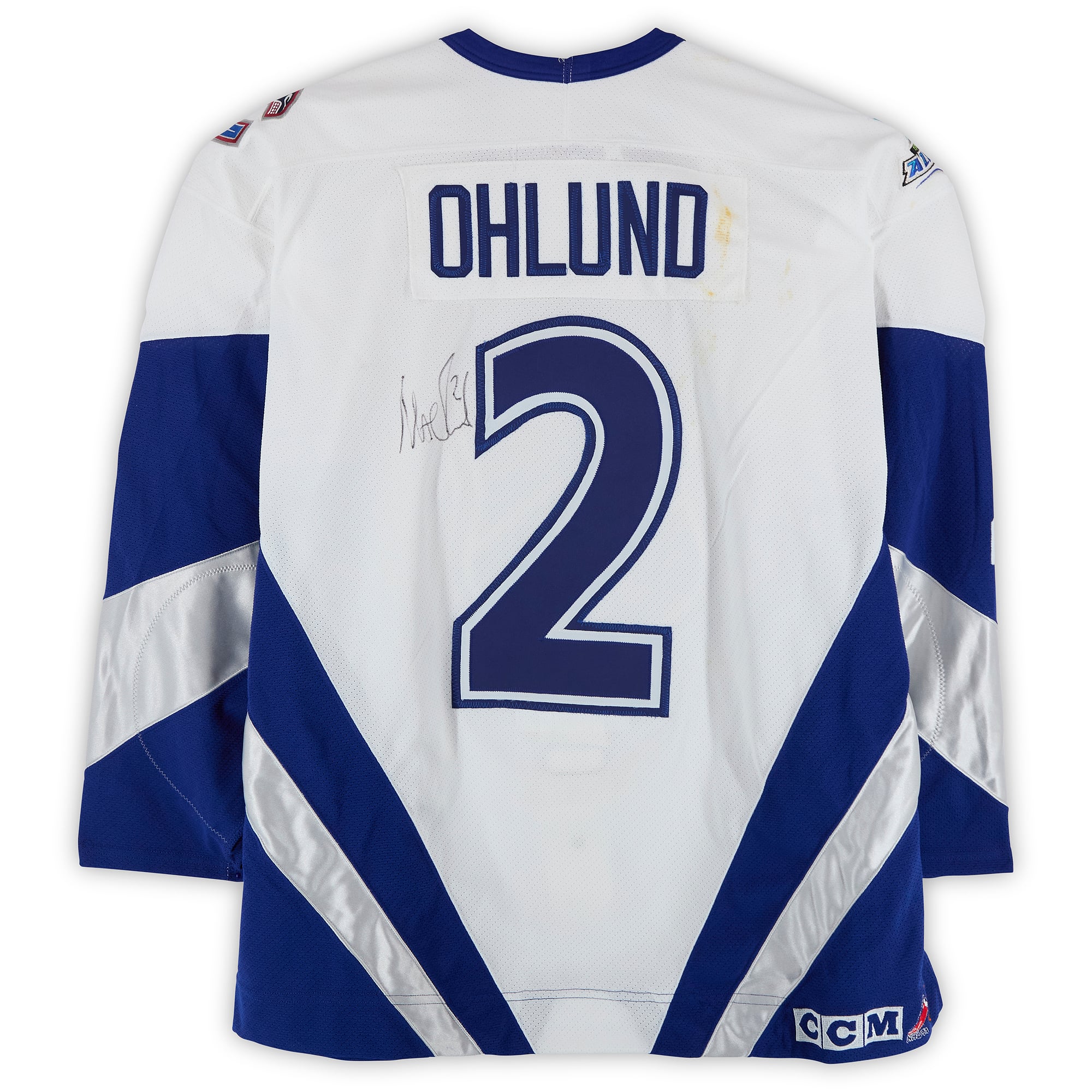 Mattias Ohlund Team World Autographed Game-Used #2 White Jersey from the 1999 NHL All-Star Game