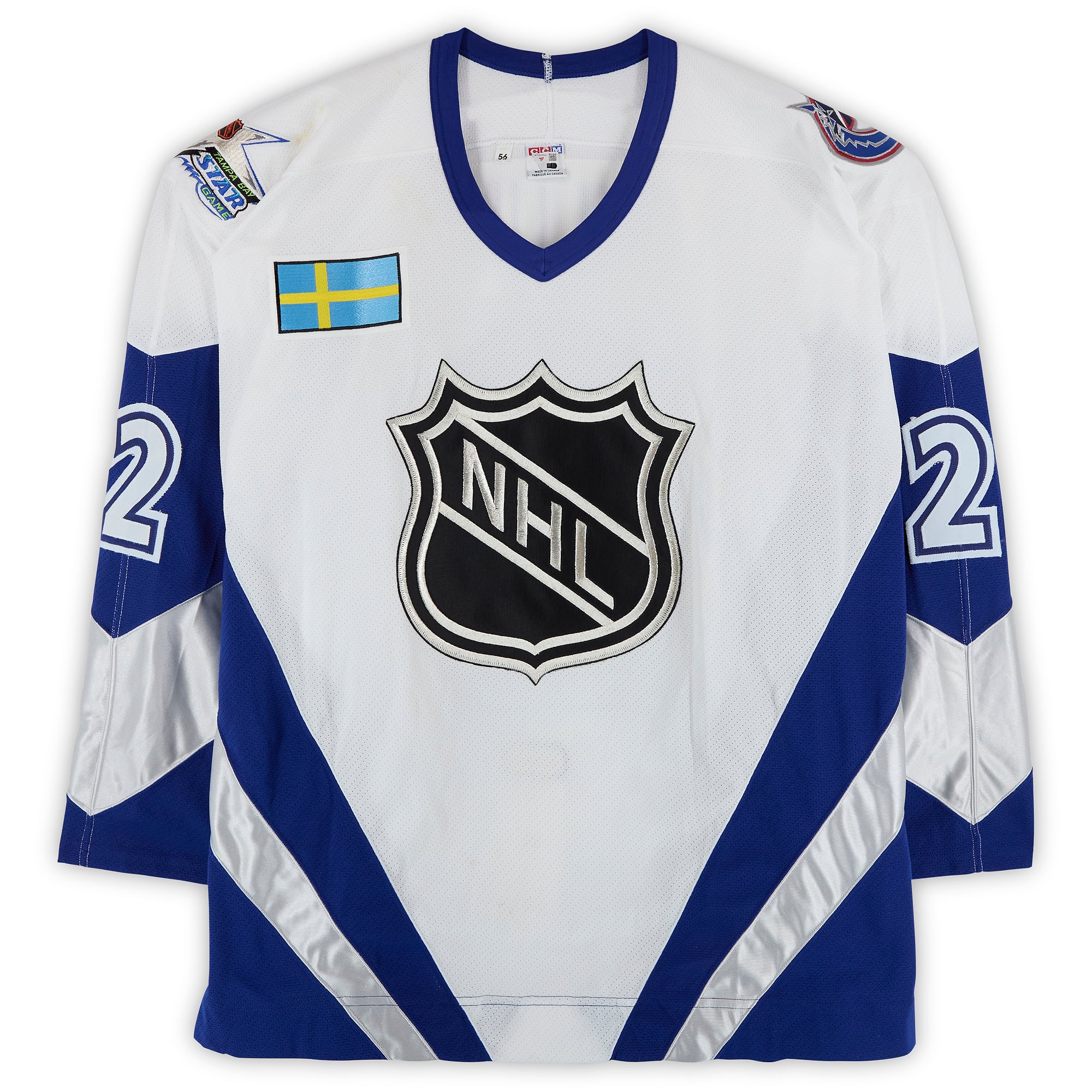 Mattias Ohlund Team World Autographed Game-Used #2 White Jersey from the 1999 NHL All-Star Game