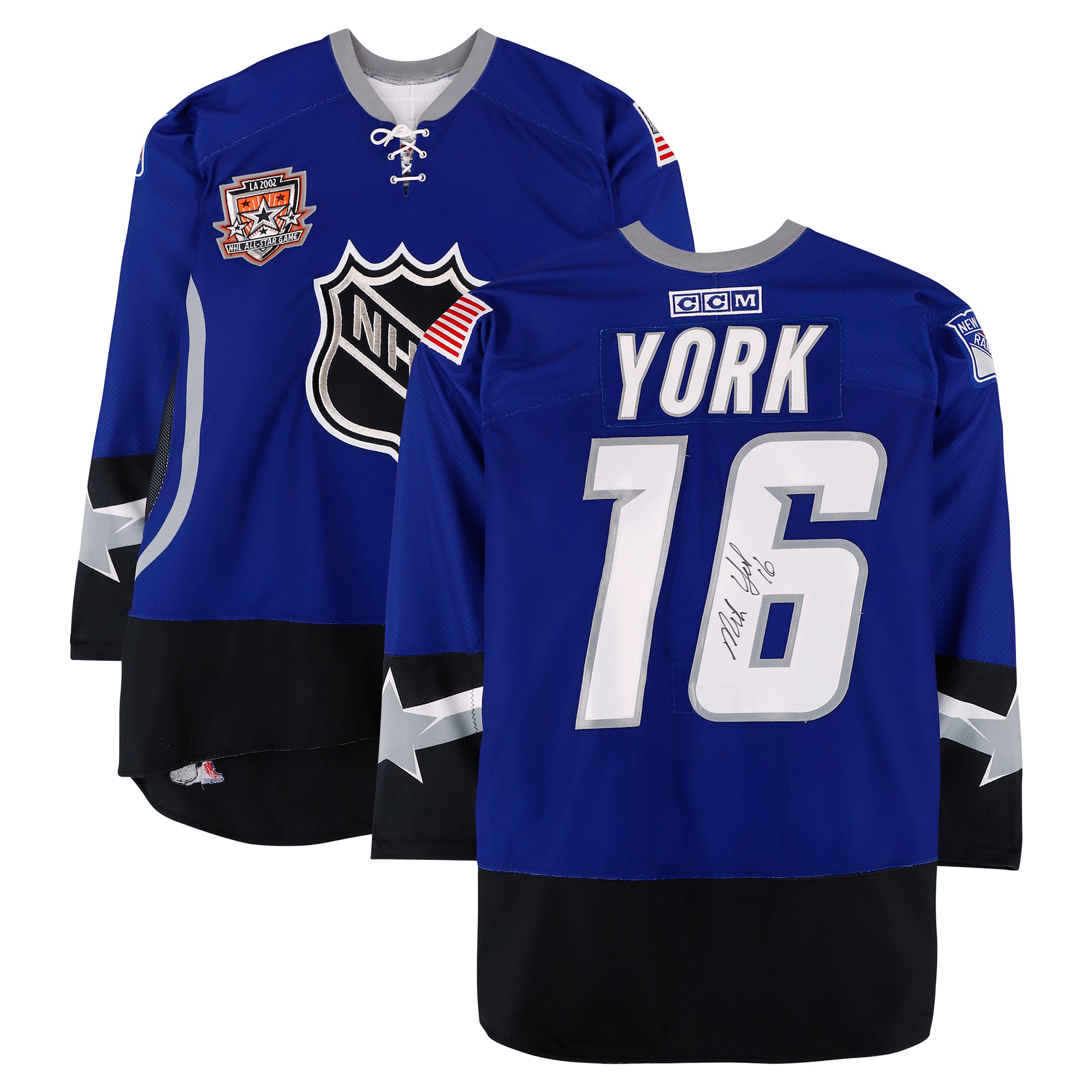 Michael York Team North America Autographed Game-Used #16 Blue Jersey from the 2002 NHL All-Star Game