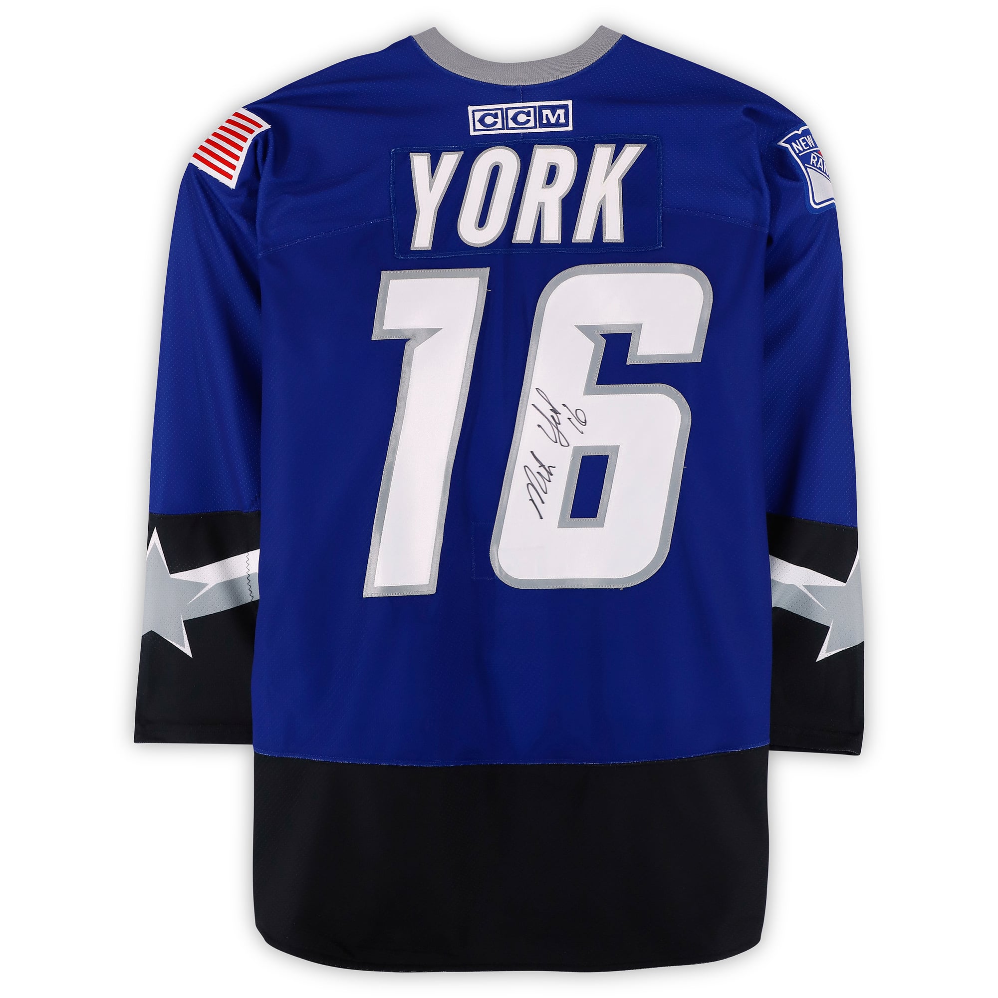 Michael York Team North America Autographed Game-Used #16 Blue Jersey from the 2002 NHL All-Star Game