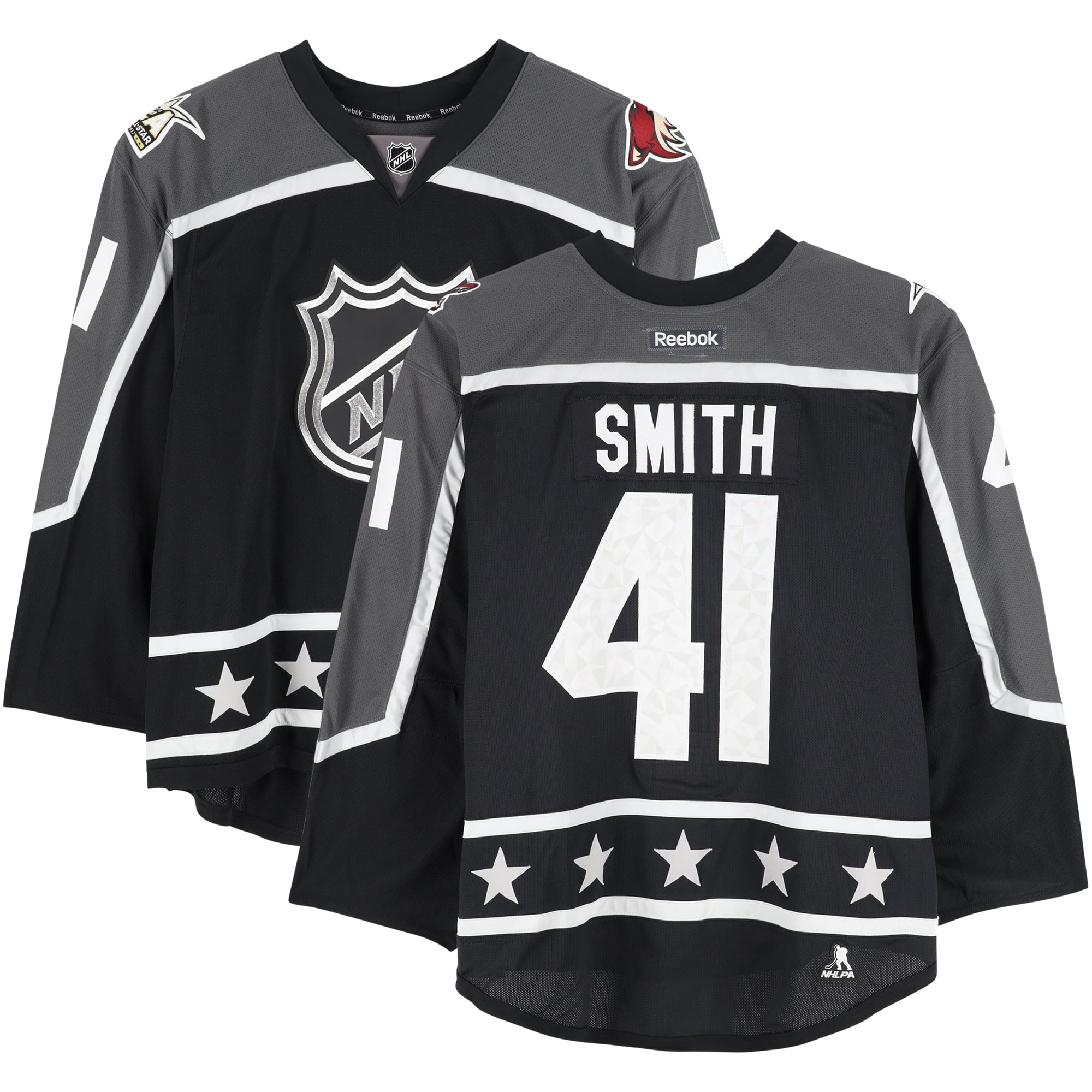 Maillot noir n° 41 porté par Mike Smith, division Pacifique, lors du Match des étoiles de la LNH 2017