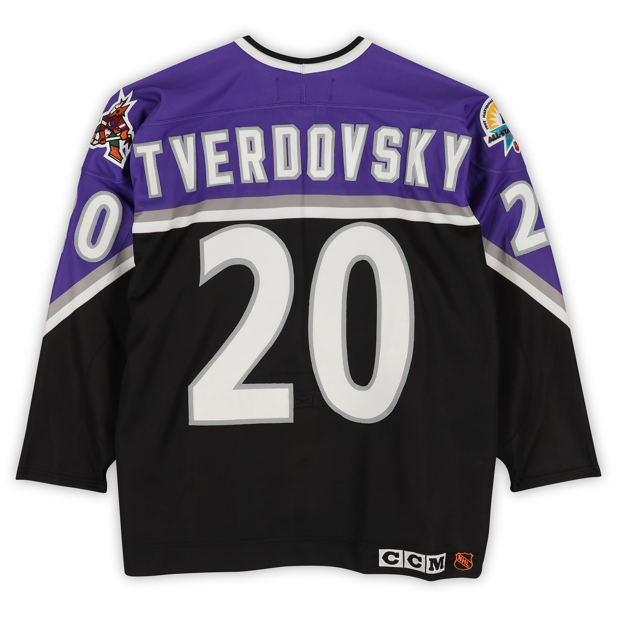 Oleg Tverdovsky Western Conference Game-Used #20 Purple Jersey from the 1997 NHL All-Star Game