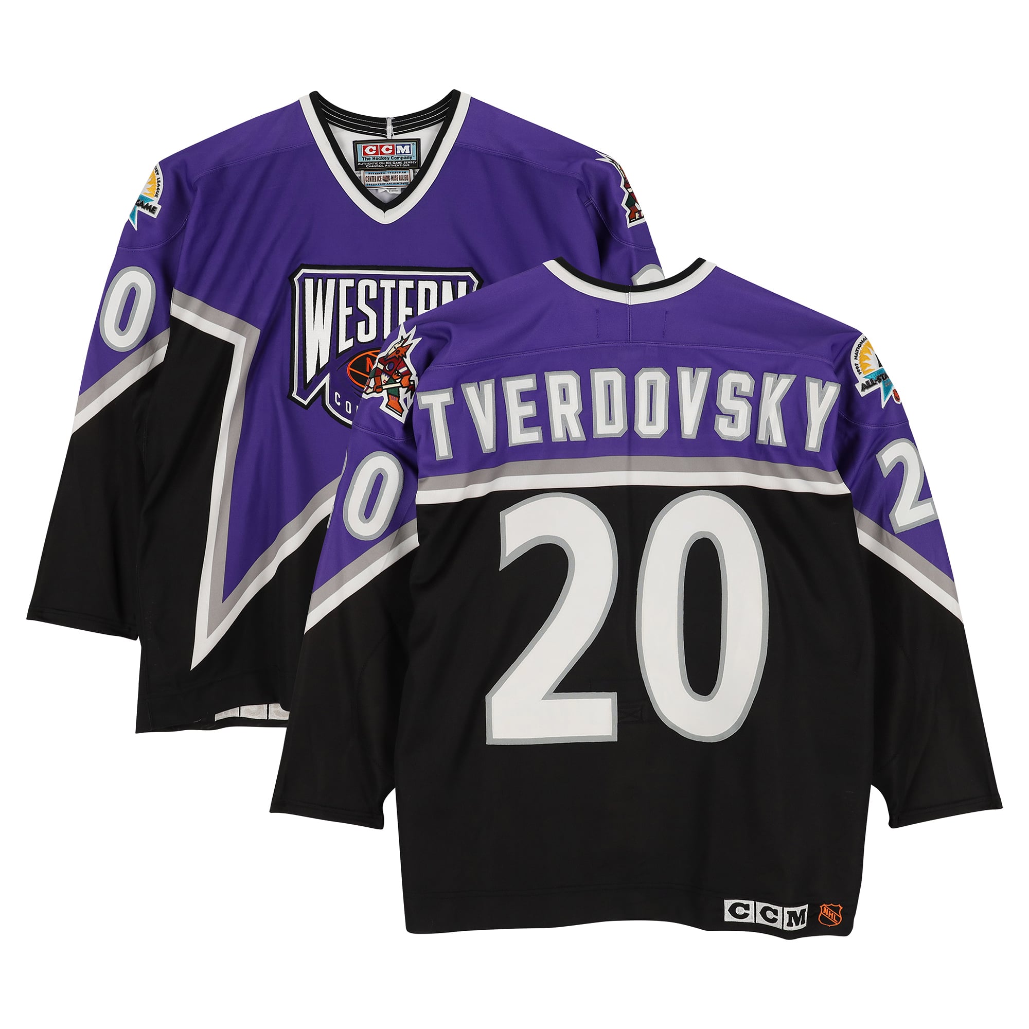 Oleg Tverdovsky Western Conference Game-Used #20 Purple Jersey from the 1997 NHL All-Star Game
