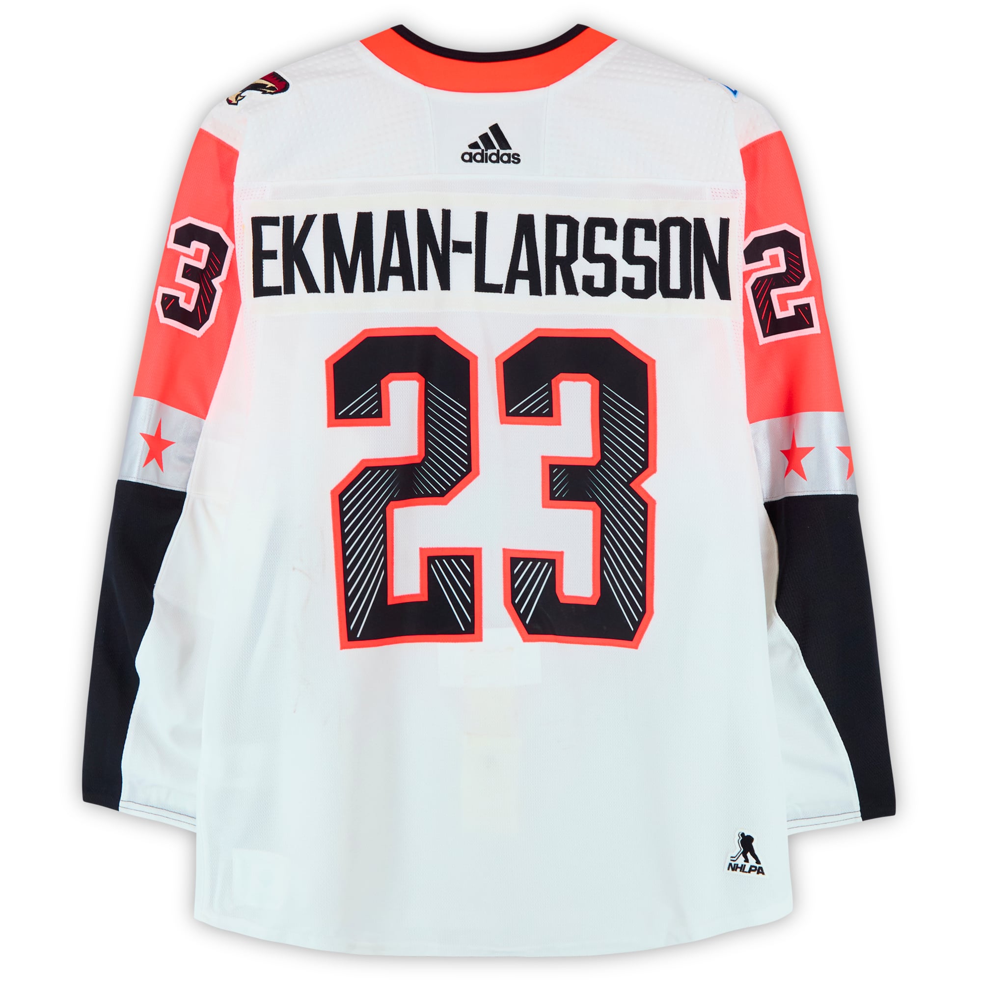 Oliver Ekman-Larsson Pacific Division Game-Used #23 White Jersey from the 2018 NHL All-Star Game